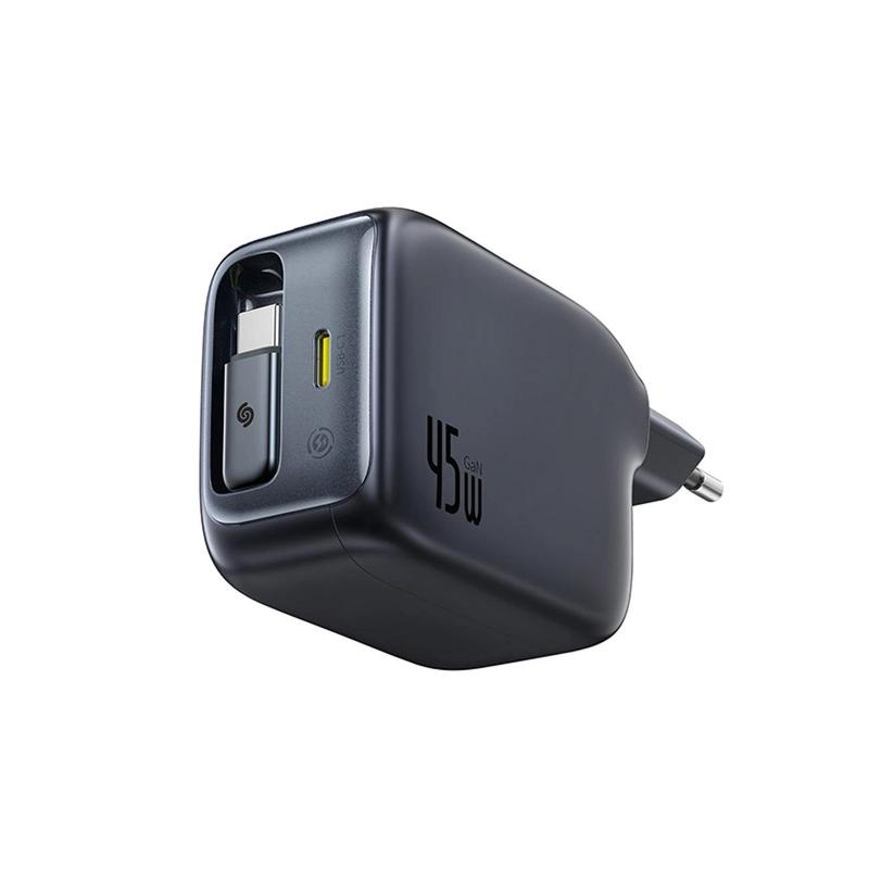 Image of Cj11 45w , Retractable Usb-c Cable, Black, Fast Charging, Compact And Convenient