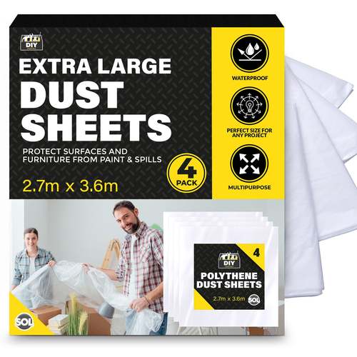 4 16 large plastic dust sheets 3 6m clear decorating covers waterproof dust sheets for painting furniture floors diy protection