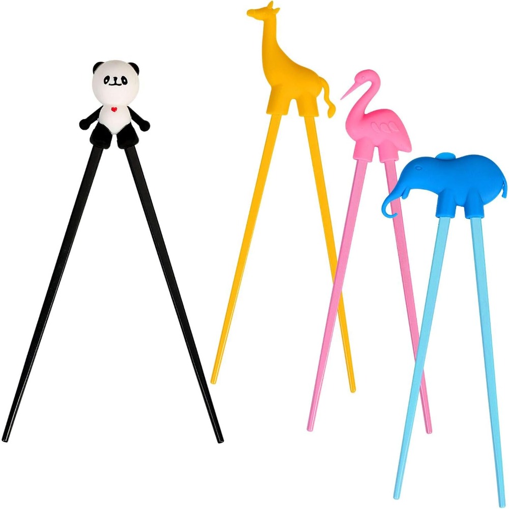 

4 Pairs Training Chopsticks Japanese Tableware Set Animals Learn Chopsticks For Adults Beginners Seniors Chopsticks Flamingo Giraffe Elephant