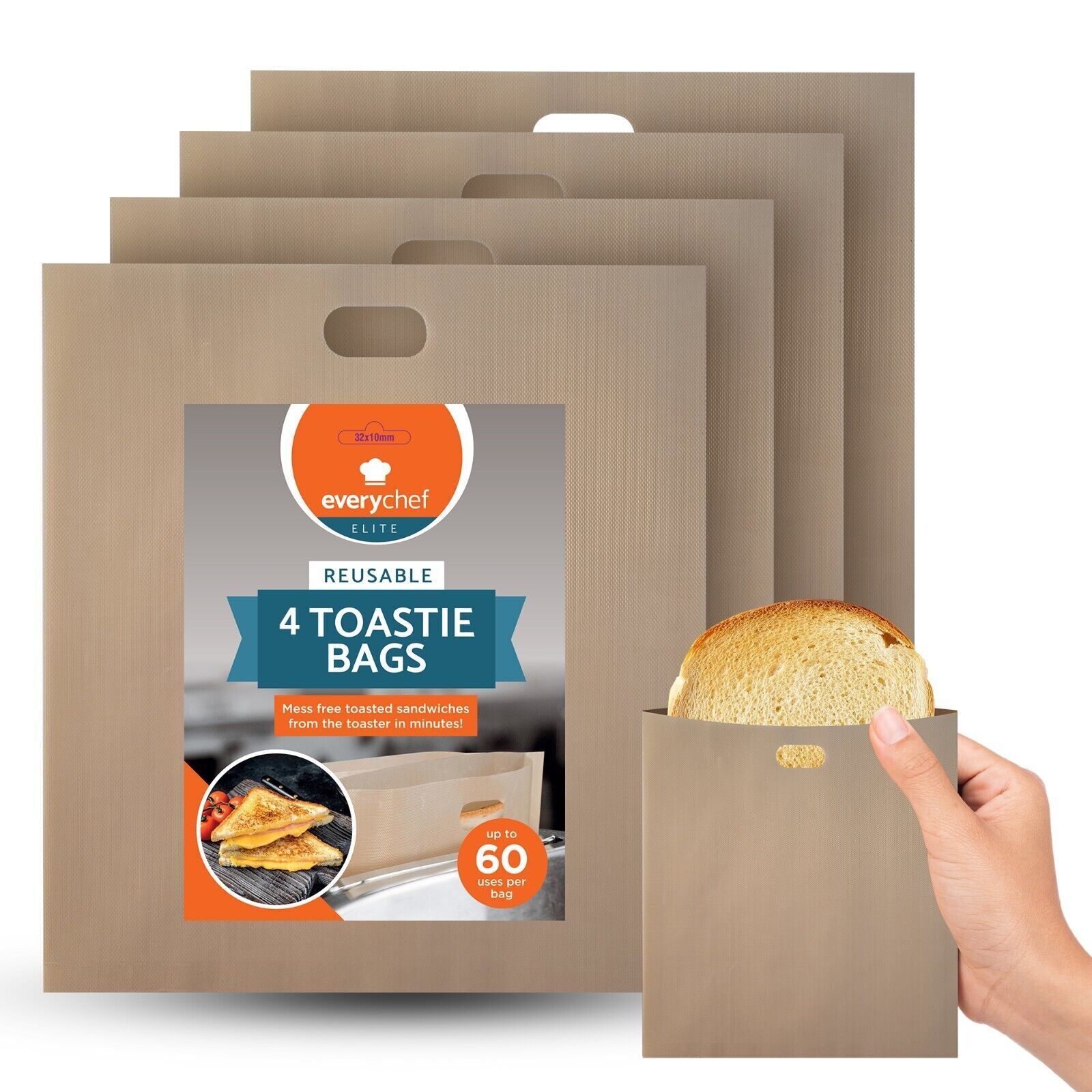 TEMU 2/8 Pack Reusable Toaster Bags | Sandwich Bags For Toaster | Non Stick Heat Resistant Toast Pockets | Easy-clean Toasted Sandwich Bags For