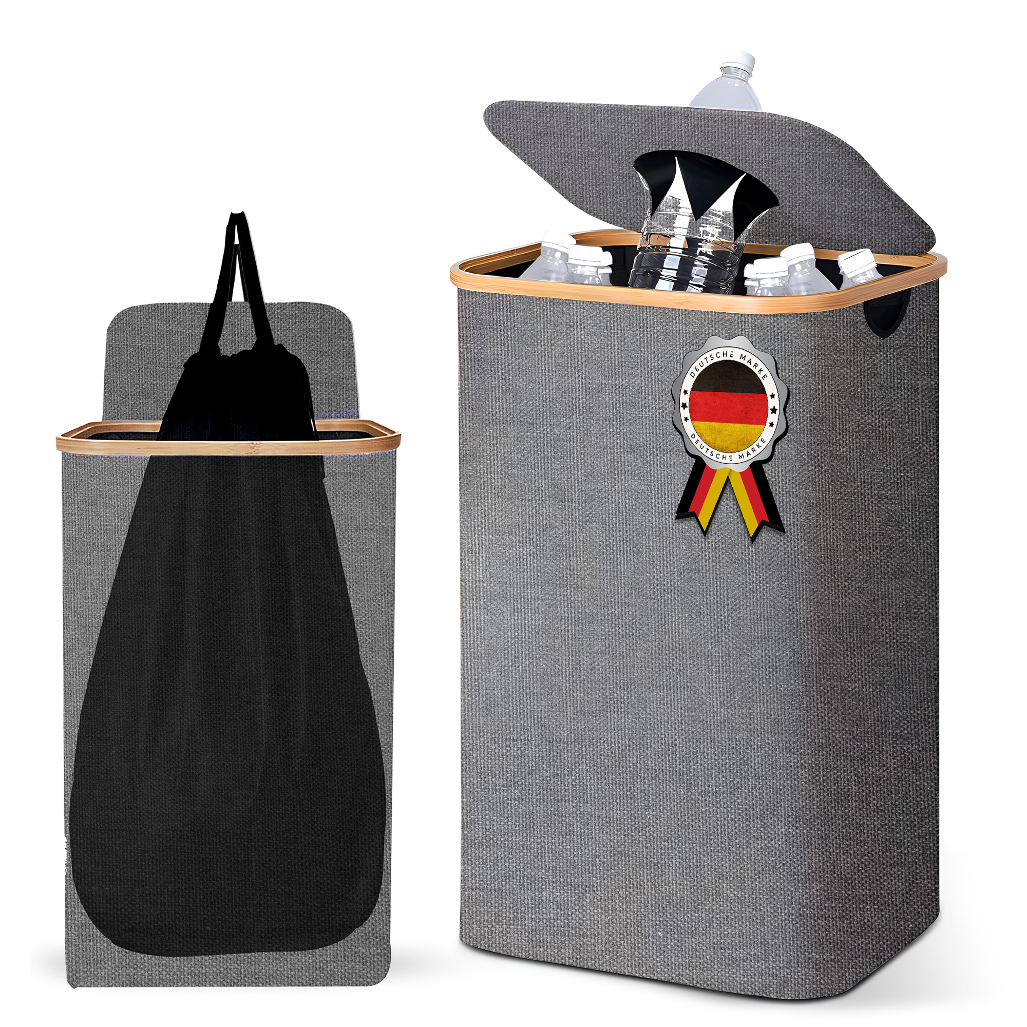 Image of Container For Collecting Roxlin Bottles With Lid, Large Bottle Storage, Container For Empties & Old Glass Storage, Bottle Collector With Hole For Kitchen