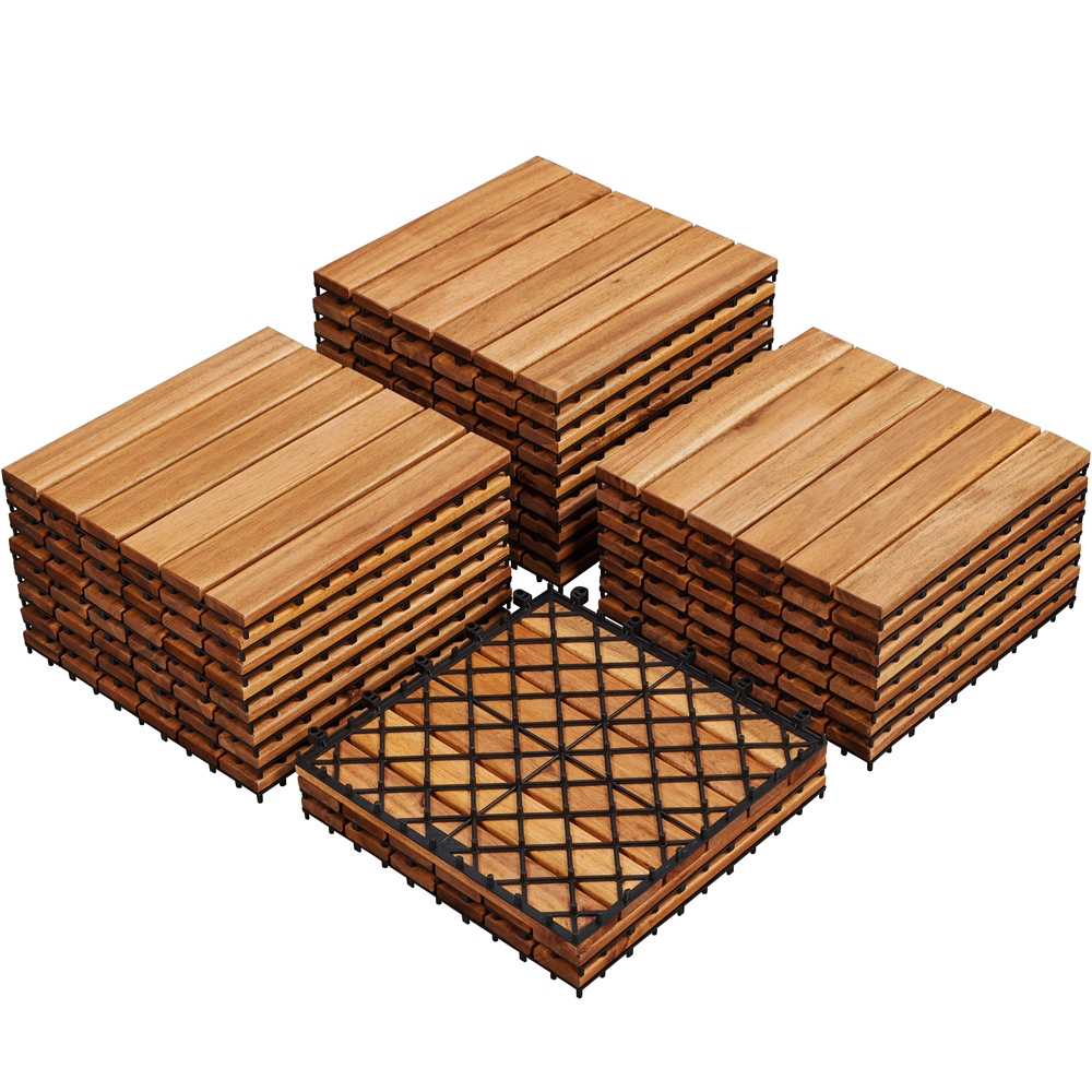 E-shop Costoffs Acacia Holzfliesen Balkonfliesen Klicksystem Leicht Verlegbar Terrassenfliesen Gartenfliesen Bodenfliesen für Balkon Terrasse Garten