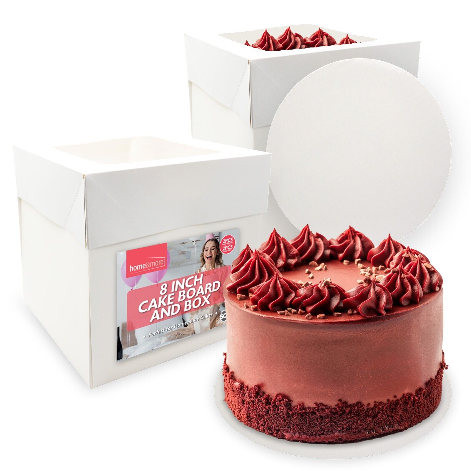 TEMU 2–10 Pack 8-inch Cake Board And Box Set With Lids | White 3mm Round Cake Boards & Sturdy 8-inch Cake Boxes | Professional Cake Packaging For