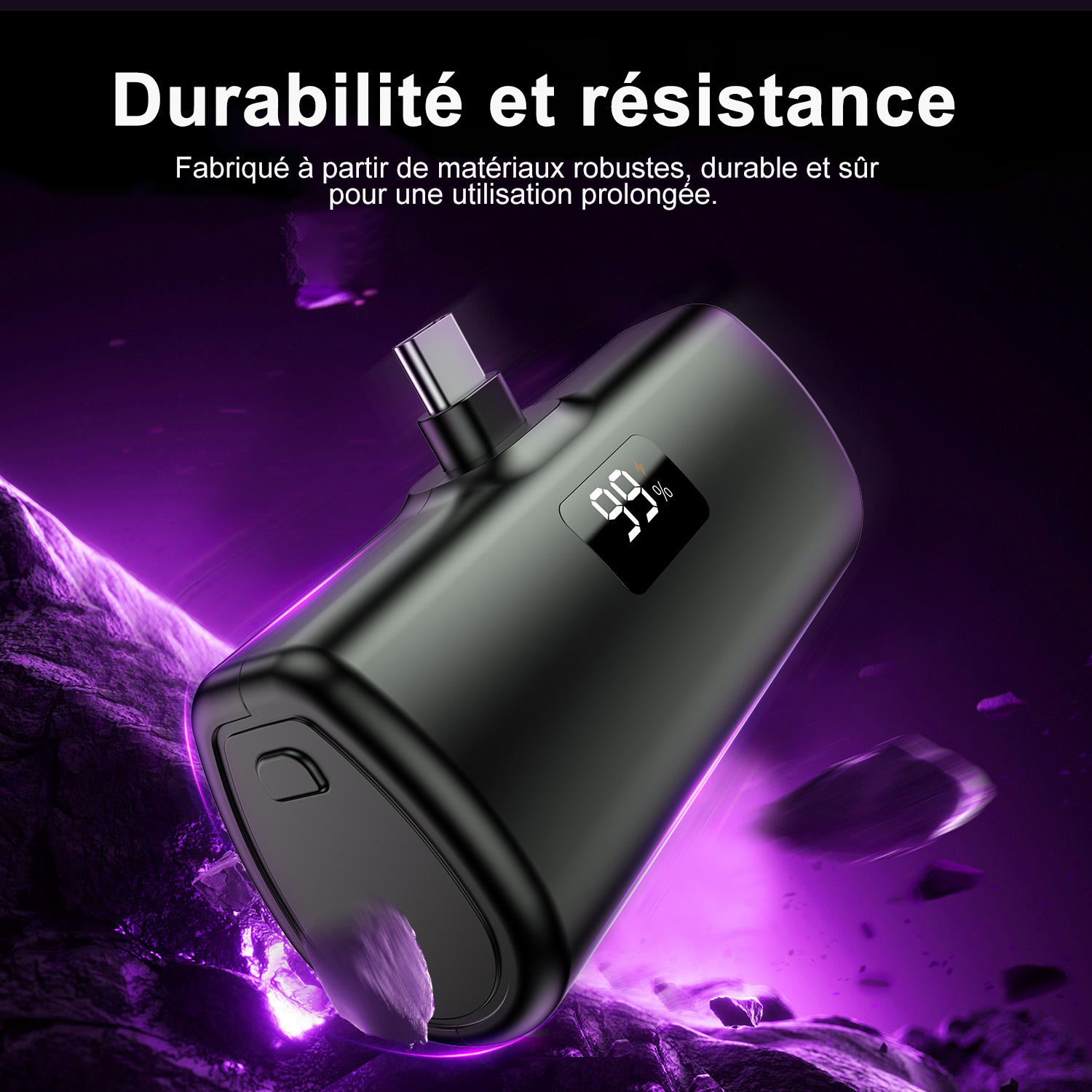 

Batterie externe USB C 5000 mAh, mini-banque d'alimentation portable de 10,5 W avec écran LCD, compatible avec iPhone 16Pro/16/15Pro/15, Samsung S23, S22/Note/Huawei/Moto/LG/Pixel, etc.