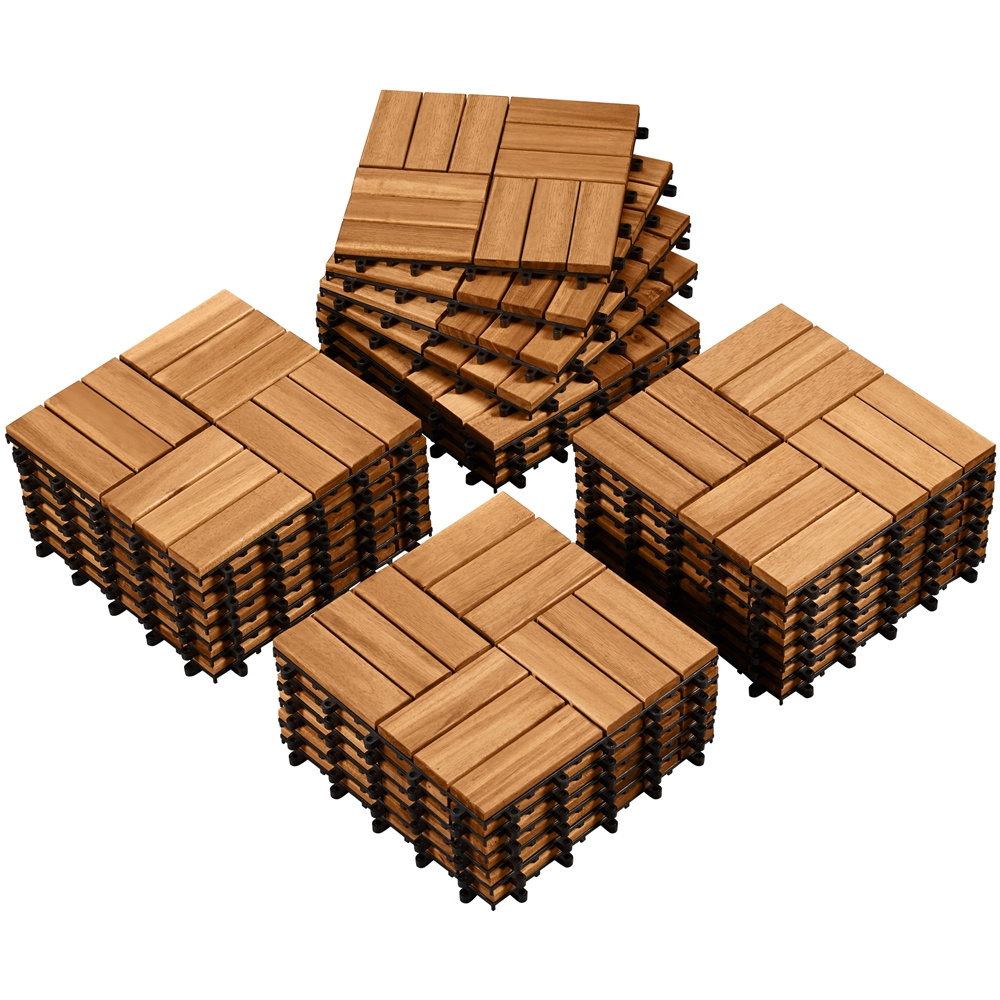 E-shop Costoffs 30x30cm Holzfliesen Akazienholz Balkonfliesen Klicksystem Leicht Verlegbar Terrassenfliesen Gartenfliesen Bodenfliesen für Balkon