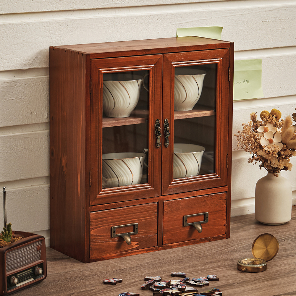 TEMU Chest Of Drawers Wood Display Holder Makeup Holder Jewelry Display Shelf Multi Drawer Cabinet Display Rack Stand Cabinet Wooden Counter Rack, 2