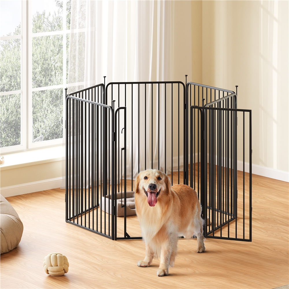 Image of Costoffs Puppy Playpen With Integrated Lock, Floor Protectors, Quiet Tubes, And Mesh Panels For Garden And Home Use
