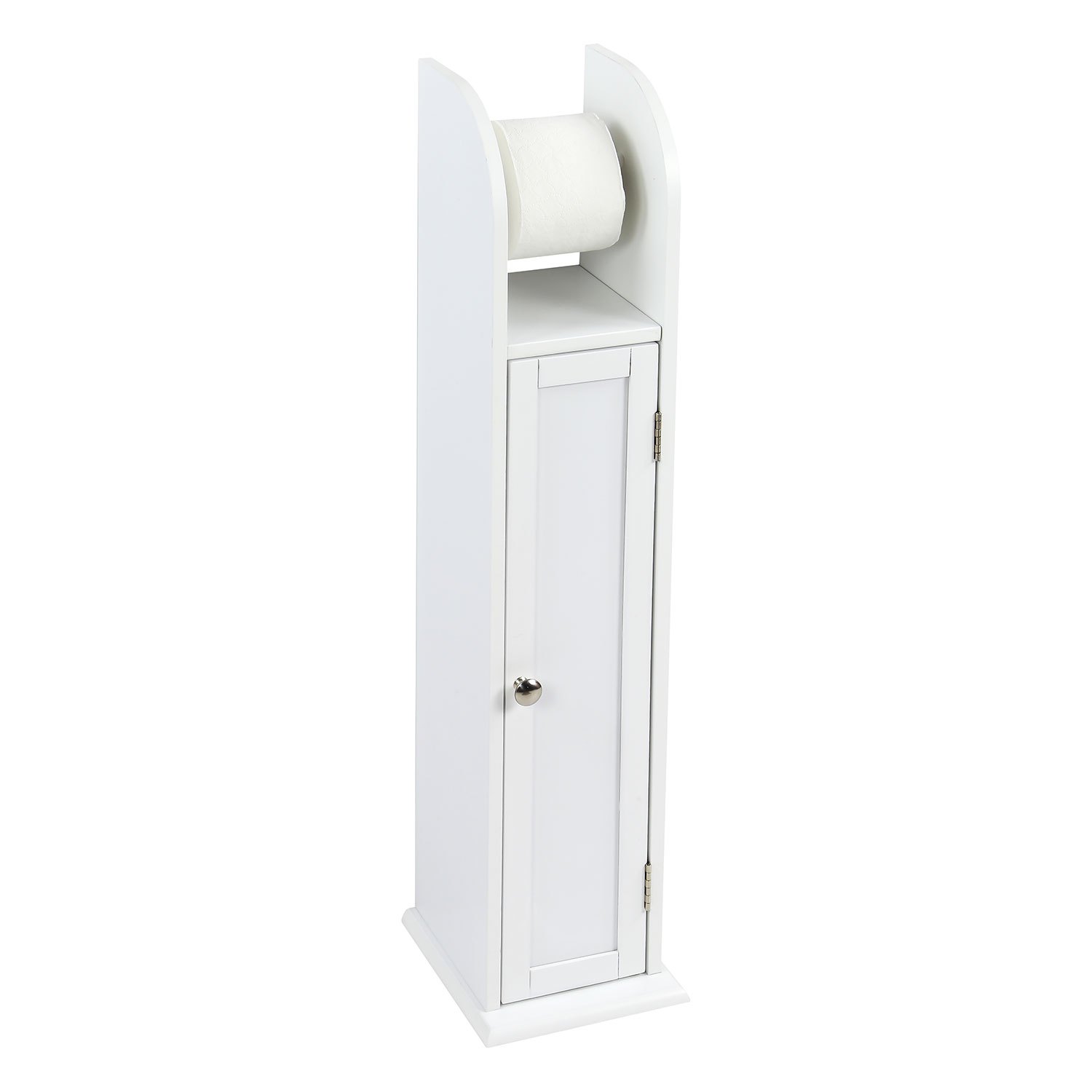 TEMU Taylor & Brown Free Standing Wooden Toilet Paper Roll Holder Bathroom Cabinet Tissue Storage Cupboard With Shelf, White, Toilet Paper Storage