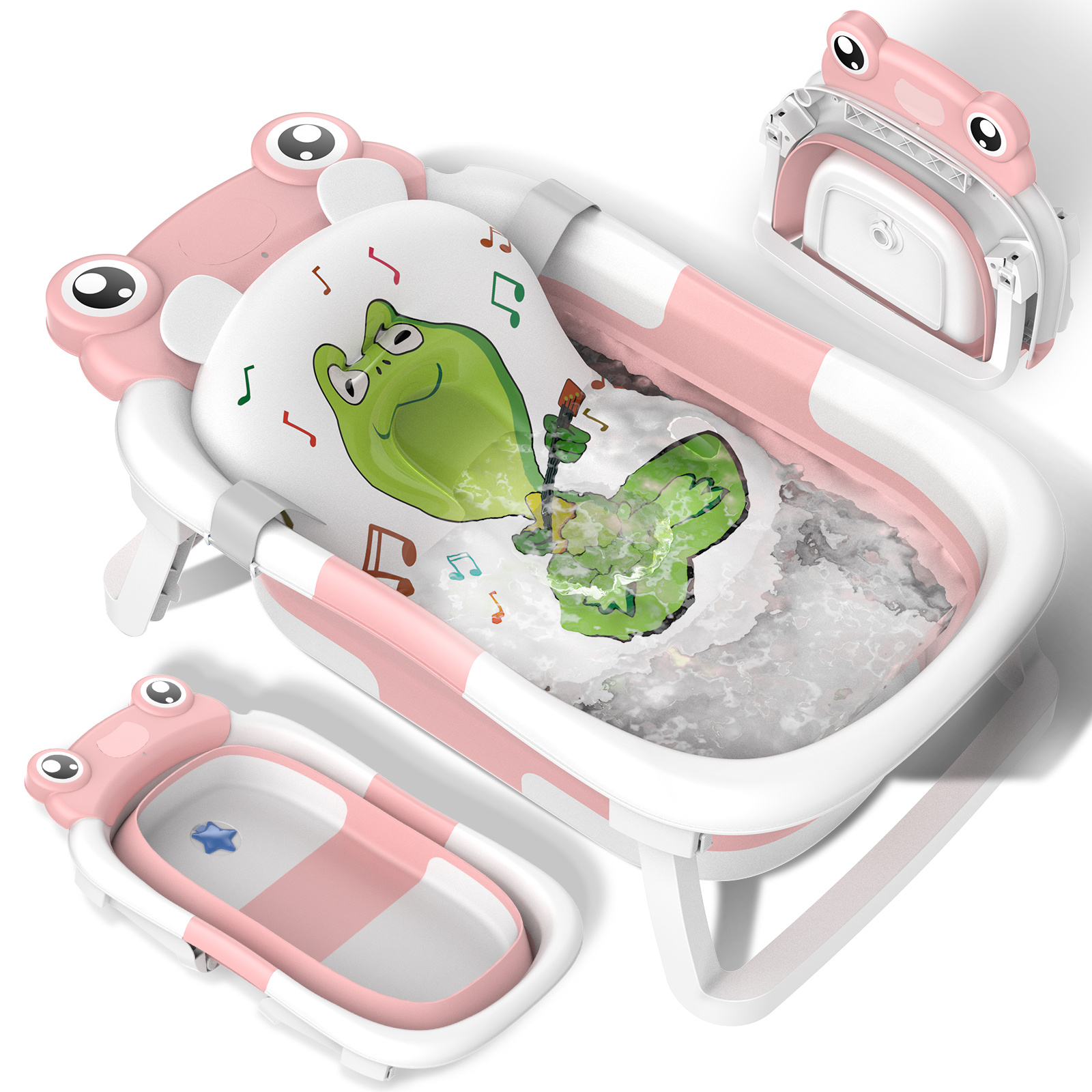 TEMU Baby Bath Tub, Baby For Newborn Foldable Baby Bath Tub With Non-slip Support Cushion Travel Portable Collapsible Baby Bath For Newborns 0-24 Months Infants And Toddle