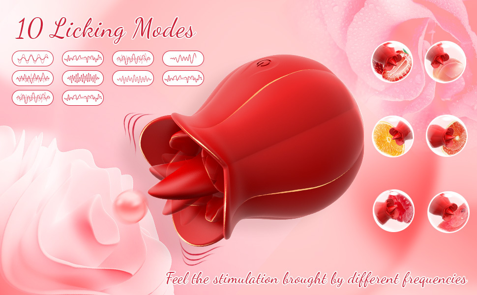 rose   deluxe - 10-  realistischer zungenblumen-  für g-punkt, klitoris, nippel und  -stimulation - erwachsenenspiel und leckgerät für ultimatives vergnügen Produktdetails 0