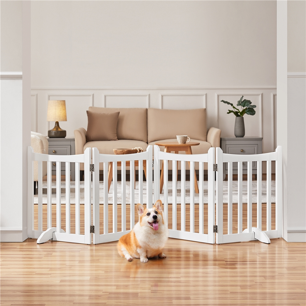 E-shop Costoffs Schutzgitter Faltbares Hundegitter Hund Absperrgitter Treppengitter mit 2 Stützfüßen Freistehendes Absperrgitter für Kamin Küche Treppe