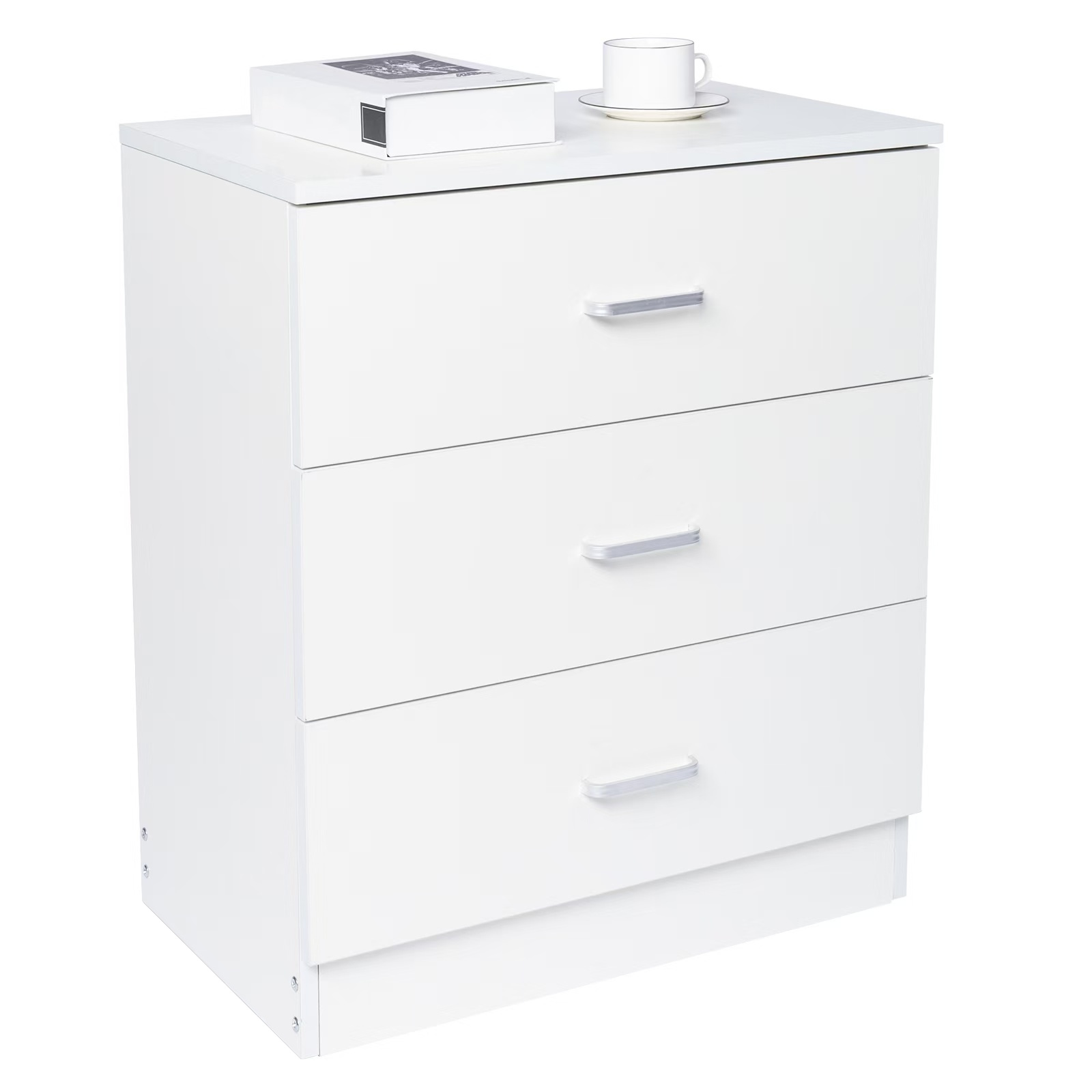 Image of White Bonnlo Chest Of Drawers With 3 Drawers - Stable Bedside Table For Box Spring Bed, Wardrobe, Sideboard With Lots Of Storage Space, P2 Wood, 56 X 33 Cm, For Living Room, Bedroom, Hallway Or Office