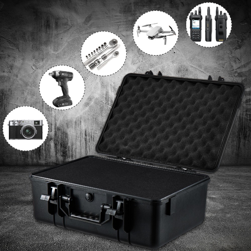 TEMU Flight Case Black Lockable Carrying Case For Measurement Instruments, 44x34.5x18cm Portable Case Protective Safe Storage Toolbox