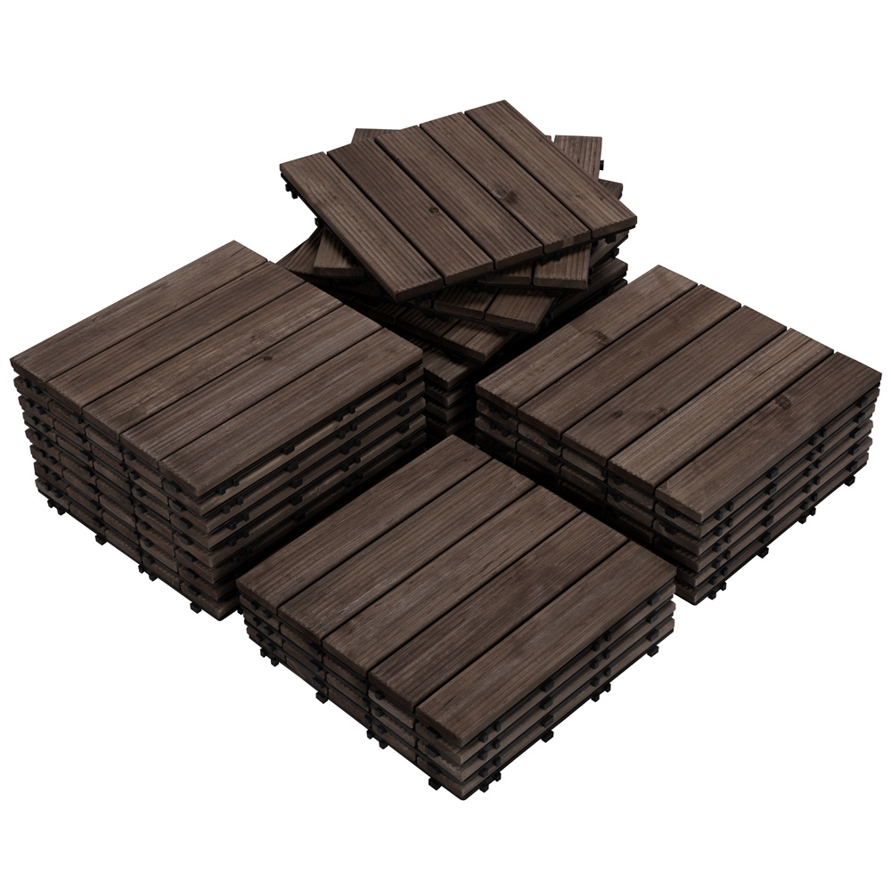 Costoffs 27 Piece Tile Set Wooden Tiles Floor Covering Balcony With Drainage System Balcony Tiles Terrace Tiles For Outdoor & Indoor