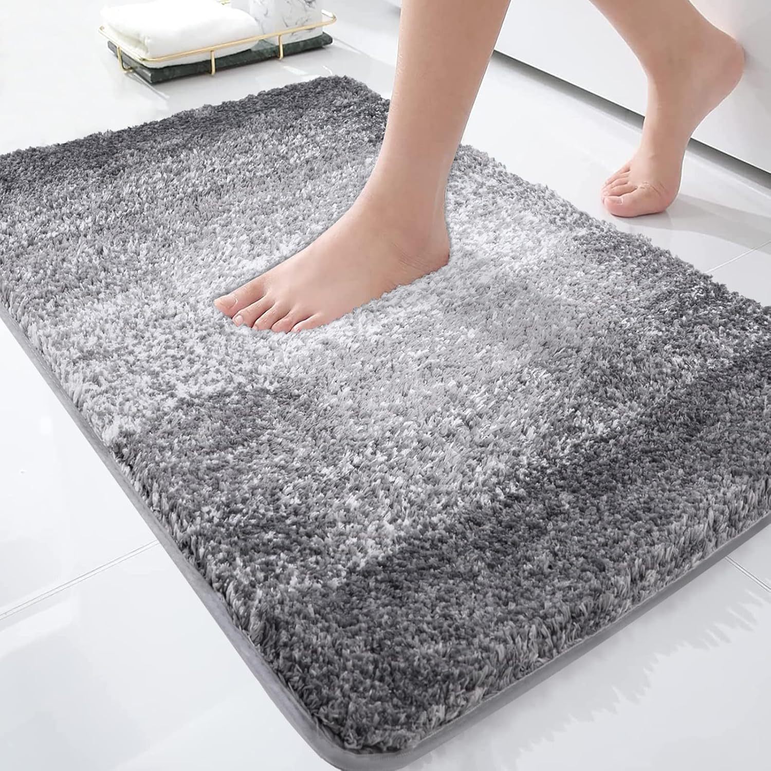 

Dunsoo Bathroom Rug, Bath Mat Non-slip Washable, Rug Water Absorbent Microfiber Bath Mat For Shower, Bathtub And Toilet - Grey