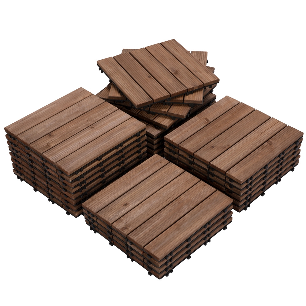 E-shop Costoffs 27 Stück Fliesen Set Holzfliesen Bodenbelag Balkon mit Drainagensystem Balkonfliesen Terrassenfliesen für Outdoor & Indoor