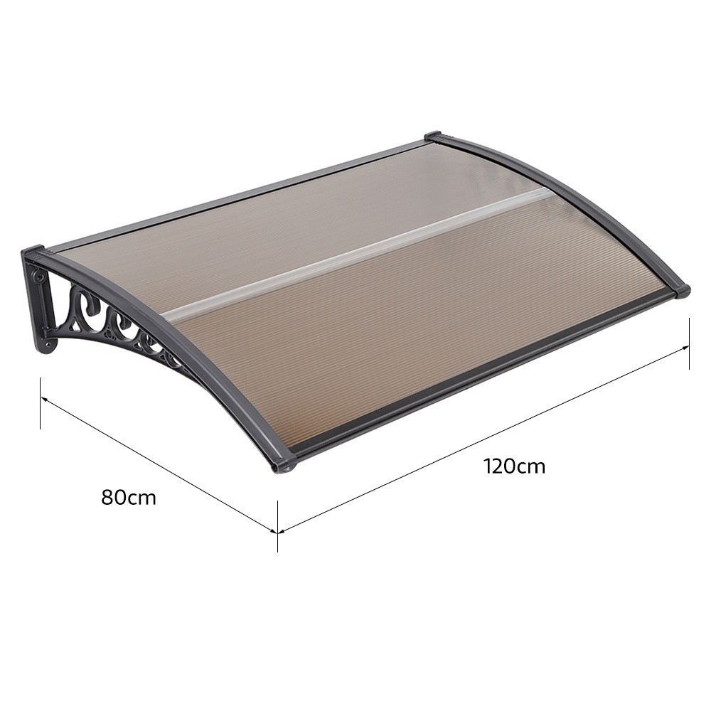 

Auvent solaire pour porte de patio, auvent de toit, protection contre et les UV, auvent de toit en polycarbonate, pas de déformation entre -40°C et 120°C, marron, 80*120Cm.