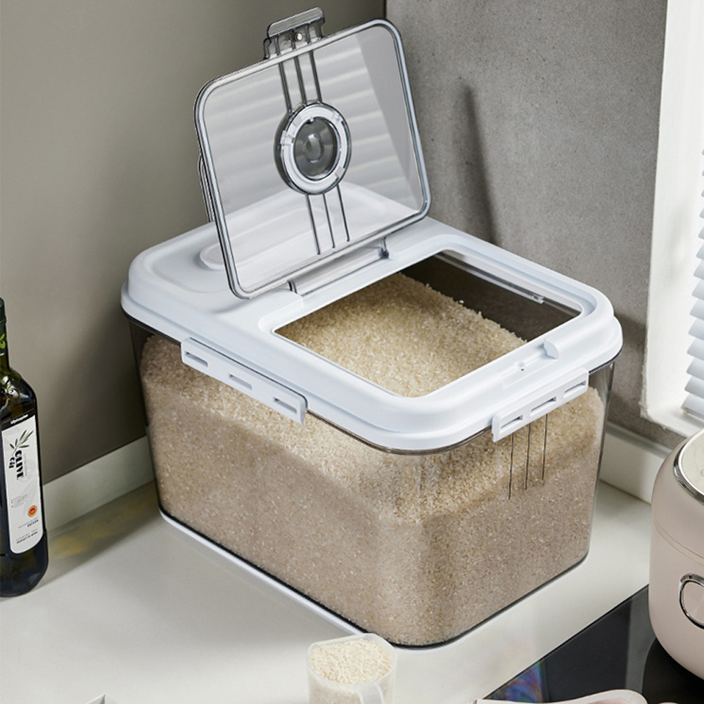 TEMU 7.5kg/15kg Large Capacity Rice Food Container Box Cereal Flour Grain Storage Box Dispenser Sealed Lid Kitchen Plastic Pet Food Bin Valentine's