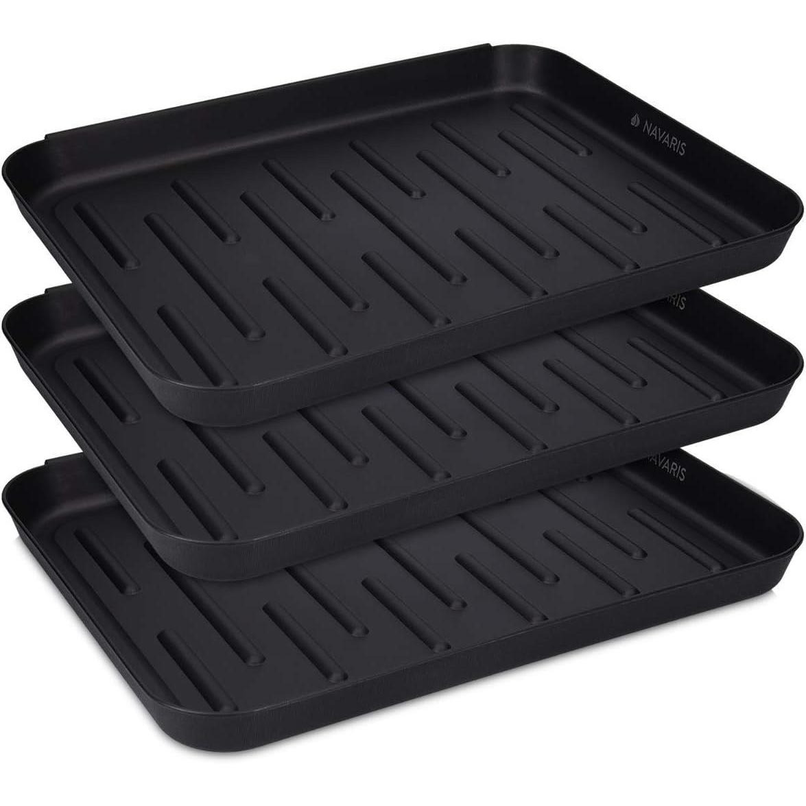 TEMU Set Of 3 Shoe Drip Trays - Boot Tray For Rain, Winter Boots, | Indoor & Outdoor Floor Protection In | Black