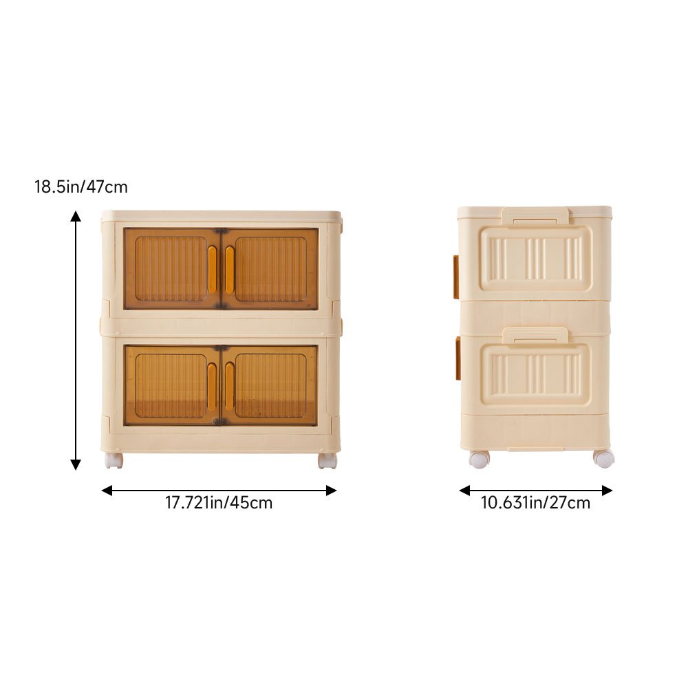 Foldable Rolling Plastic Storage Cabinet with Magnetic Door