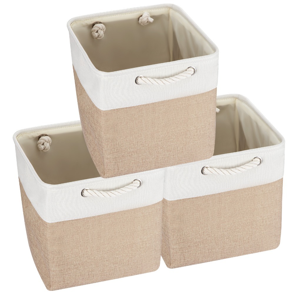 Image of Collapsible Storage Box With Handles Fabric Storage Basket For Shelves, Cabinets And Cupboards Durable And Lightweight Home Organization