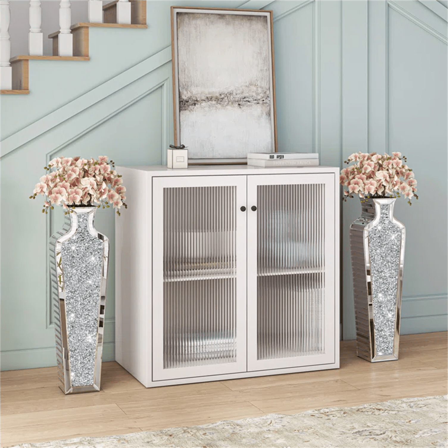 E-shop ./2 Stk. Boden Kristall Vase, zerstoßener Diamant Boden Vase Große Silber Vasen für Wohnkultur, Wohnzimmer Dekoration, Trockenblumen Arrangement