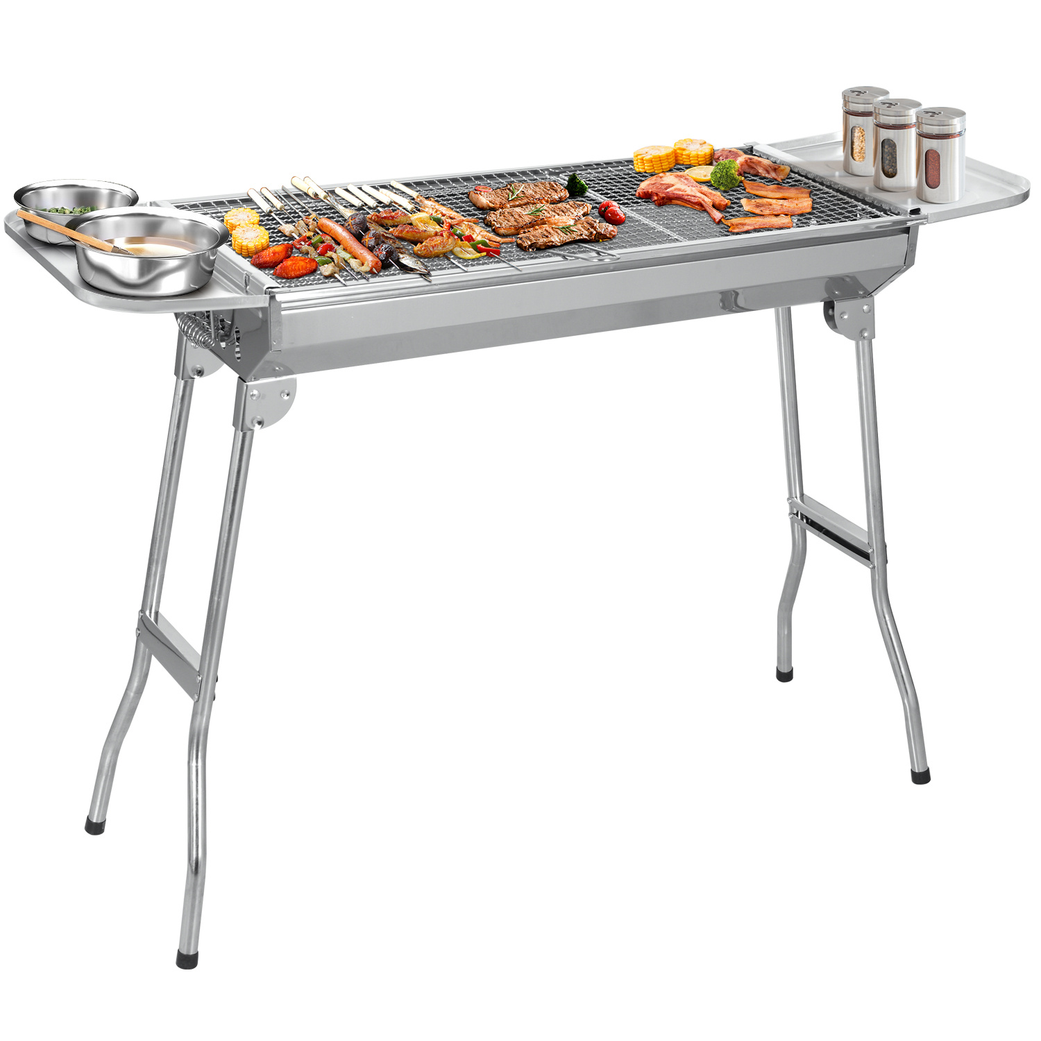 Image of Charcoal Grill Camping Grill, Folding Grill Portable Grill, For Picnic Party, 73x 33x 71 Cm, For 5 People