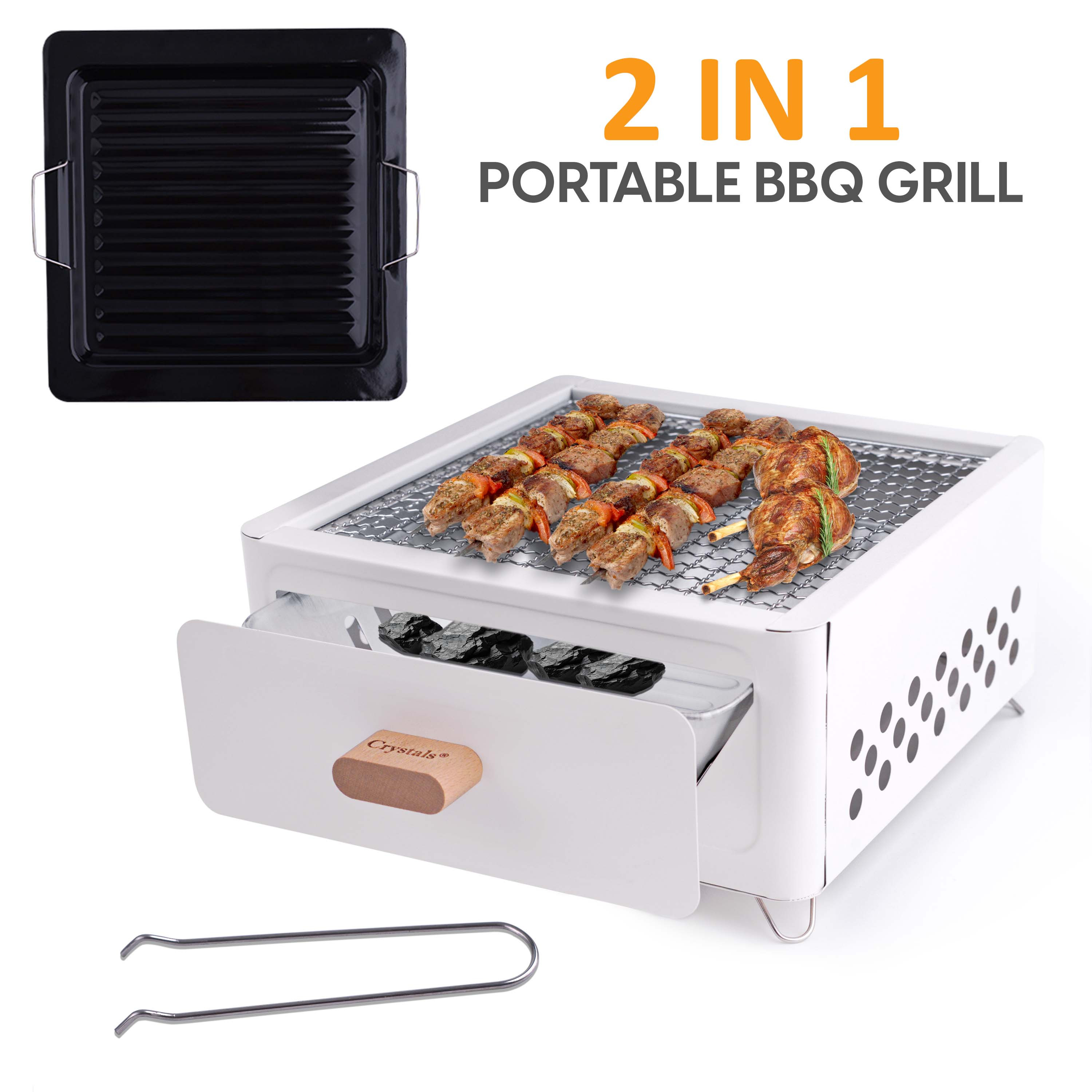 TEMU Portable Bbq Grill, Folding Tabletop Charcoal Barbecue Grill, Foldable Stainless Steel Bbq Grill For Camping, Garden, Travel, Picnic, Outdoor
