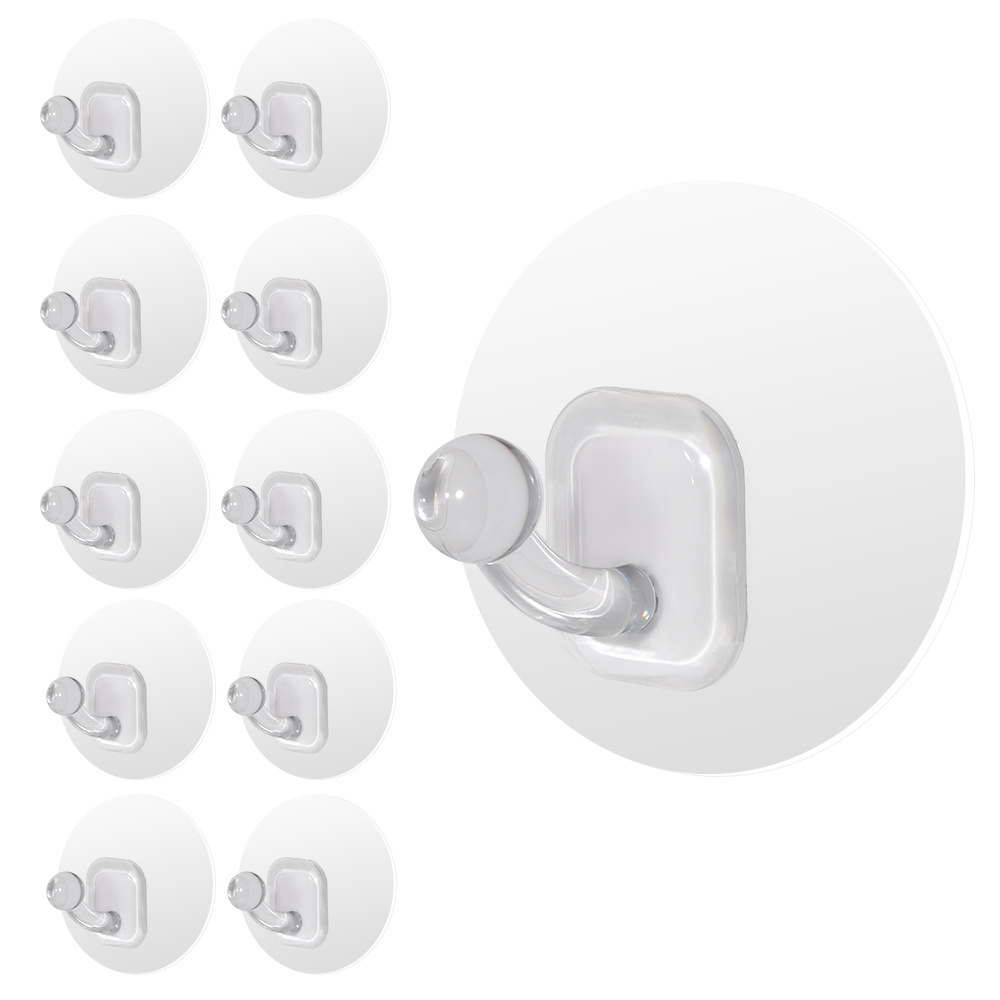TEMU 10pcs Heavy-duty Adhesive Bathroom Hooks - Strong No-drill Wall-mounted Towel & Robe Hangers For Solution - Versatile, And Reusable
