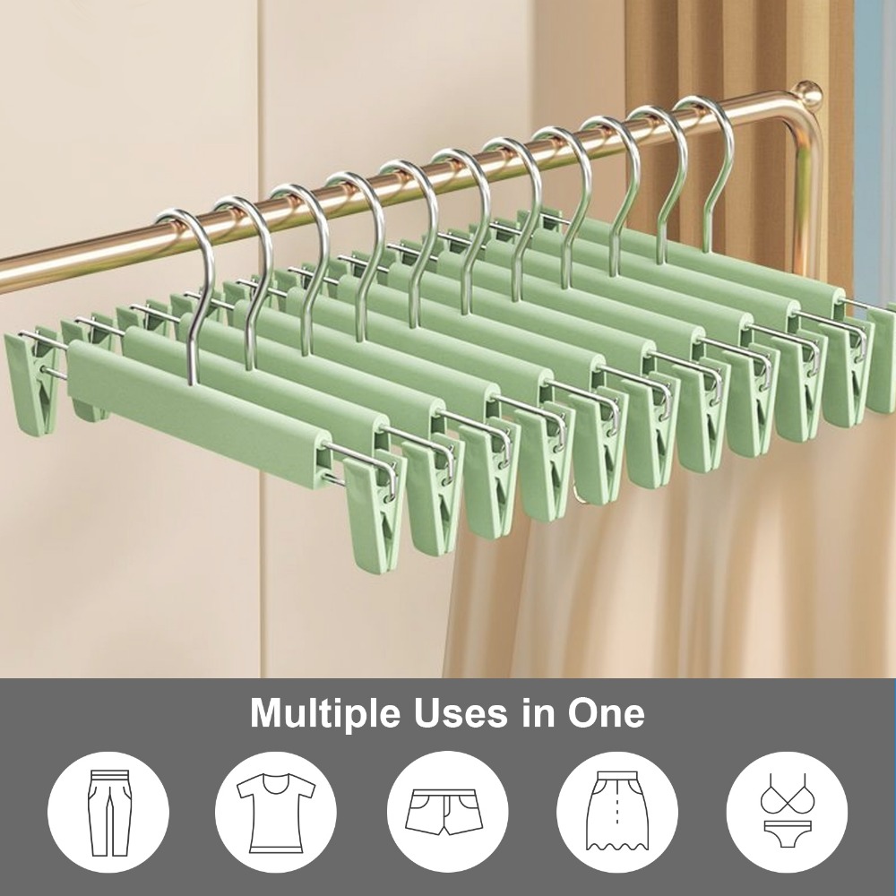 10-Pack Trouser Hangers with Clips, Space Saving Design