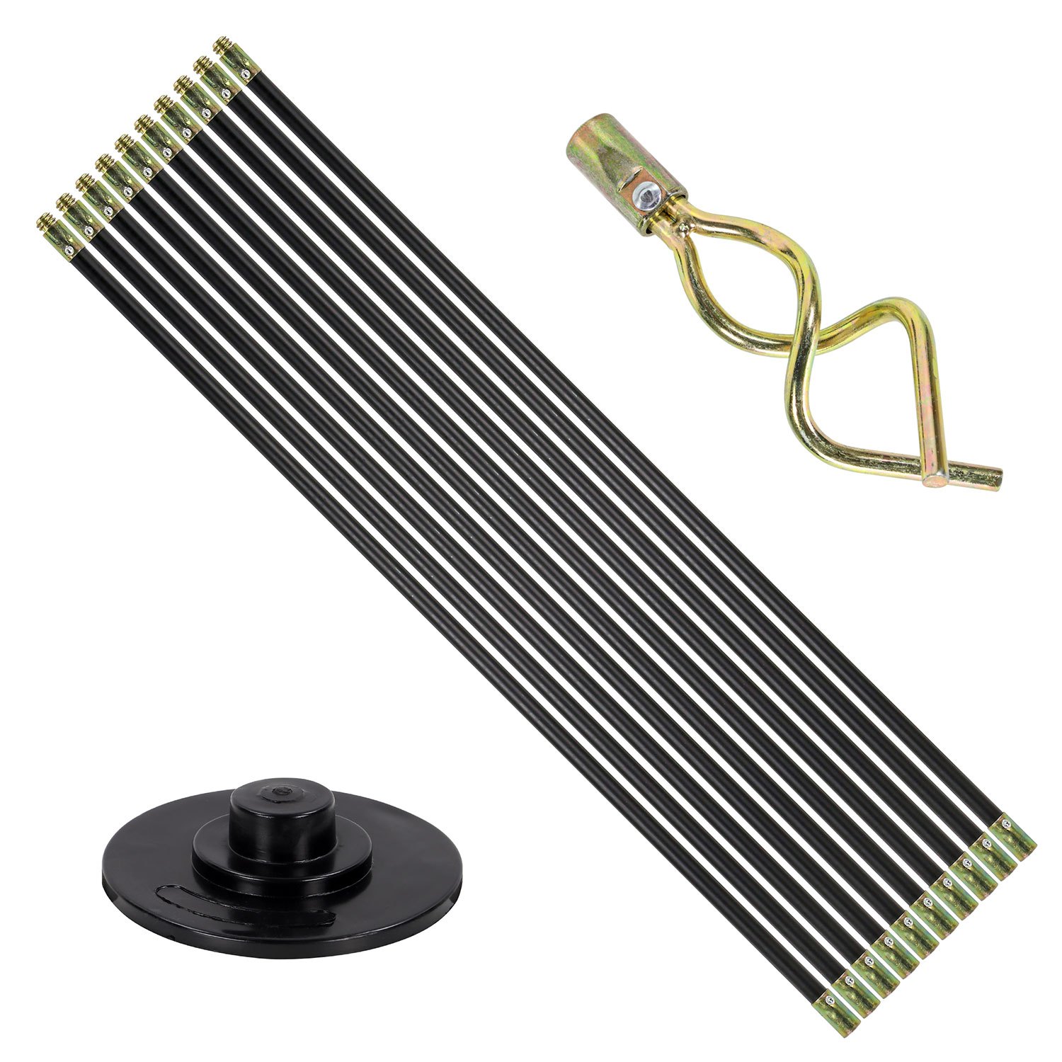 Taylor Brown Drain Rods Set, Drainage Rods for Outside Drain Flexible, 12  Pcs Drain Unblocker with Heavy Duty Rubber Plunger Double Worm