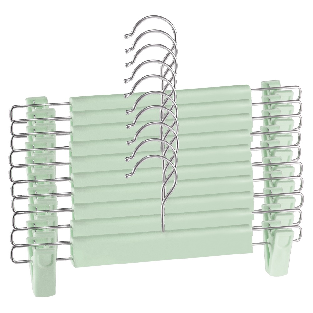 10-Pack Trouser Hangers with Clips, Space Saving Design