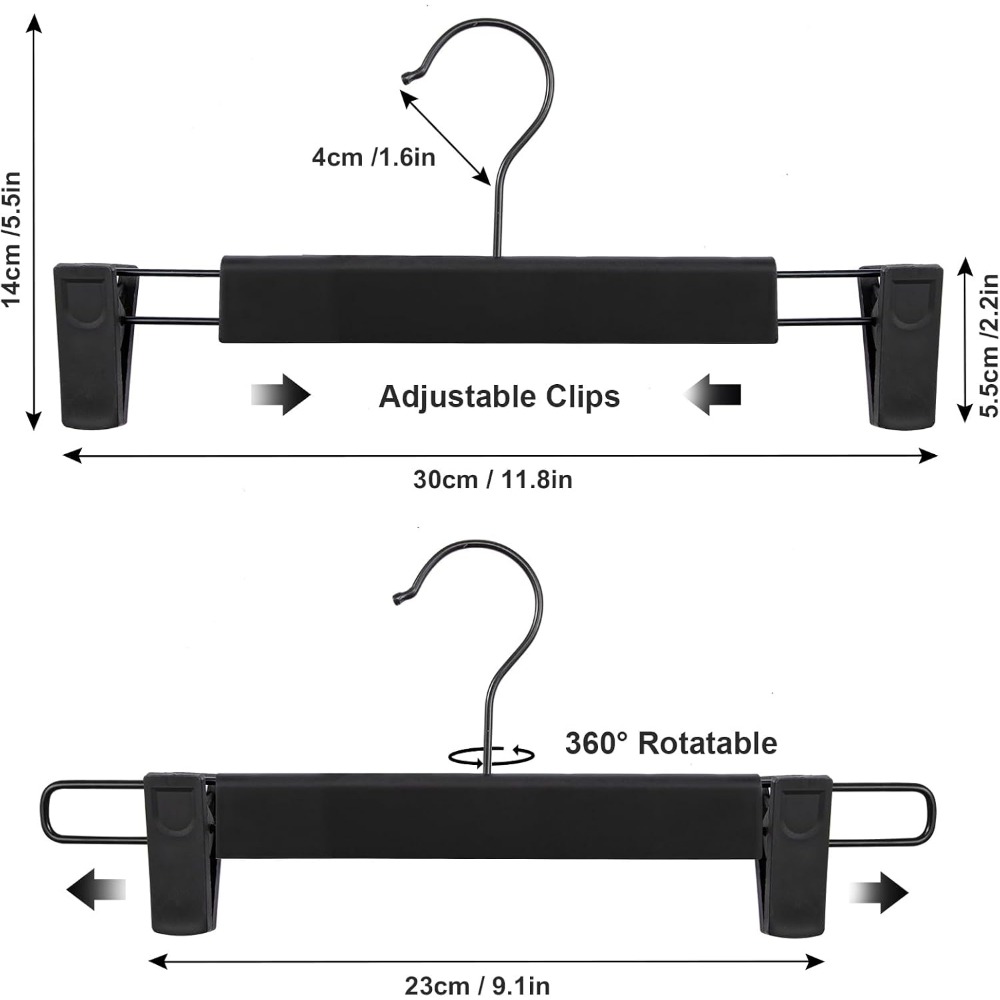 10-Pack Trouser Hangers with Clips, Space Saving Design