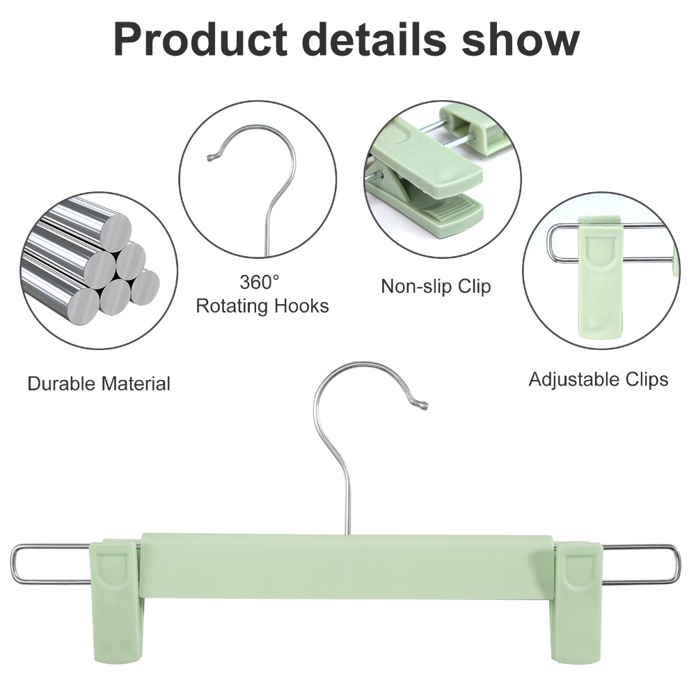 10-Pack Trouser Hangers with Clips, Space Saving Design