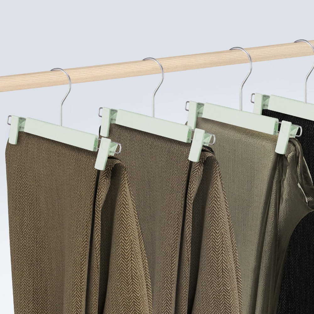 10-Pack Trouser Hangers with Clips, Space Saving Design