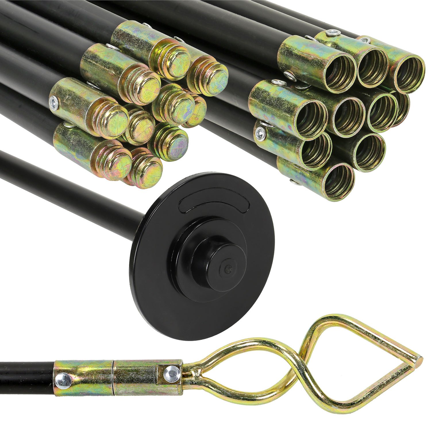 Taylor Brown Drain Rods Set, Drainage Rods for Outside Drain Flexible, 12  Pcs Drain Unblocker with Heavy Duty Rubber Plunger Double Worm