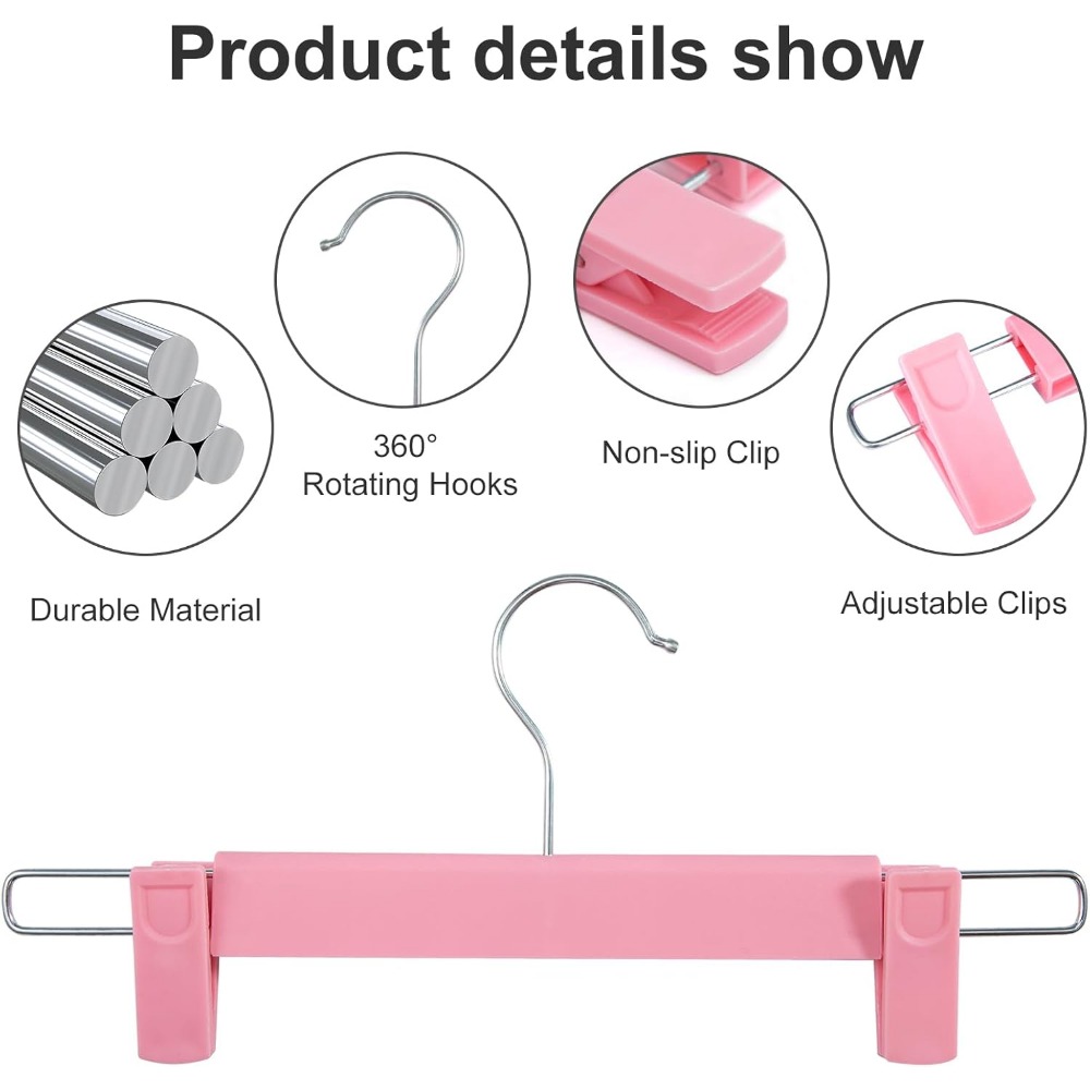 10-Pack Trouser Hangers with Clips, Space Saving Design