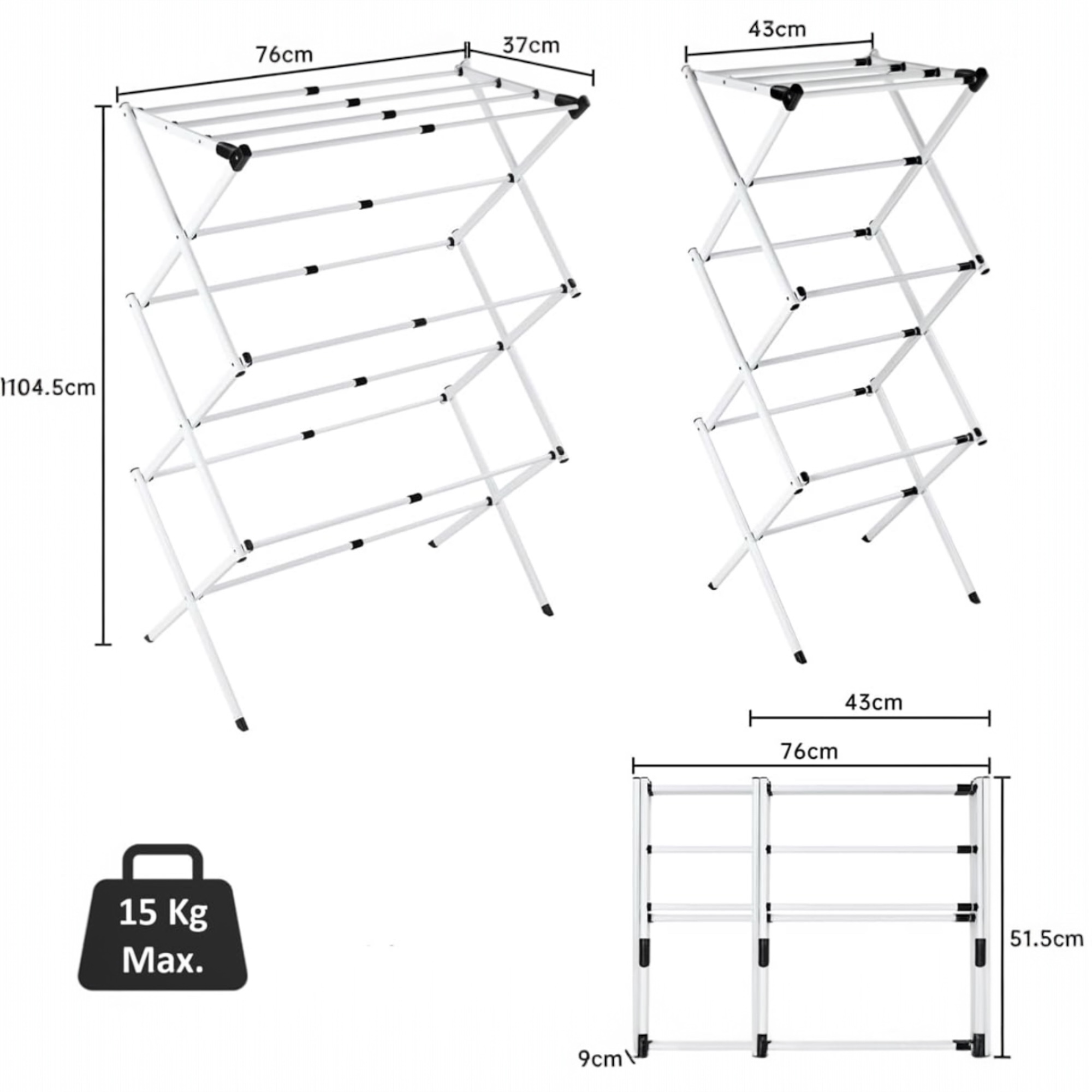 TEMU Estructura plegable para secar ropa, estructura de secado de acero portátil, resistente a la corrosión, extensible y ajustable a la cantidad de
