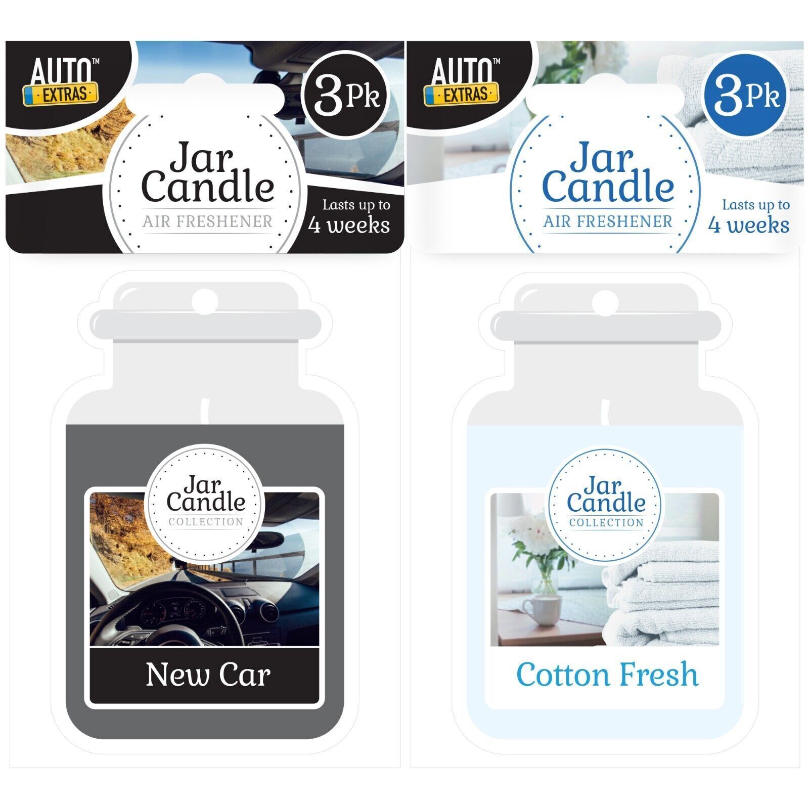 TEMU 3 Pack Candle Jar Car Air Fresheners | Hanging Vehicle Fragrance For Interior Freshness | New Car Or Cotton | Long-lasting Odour Removal & |