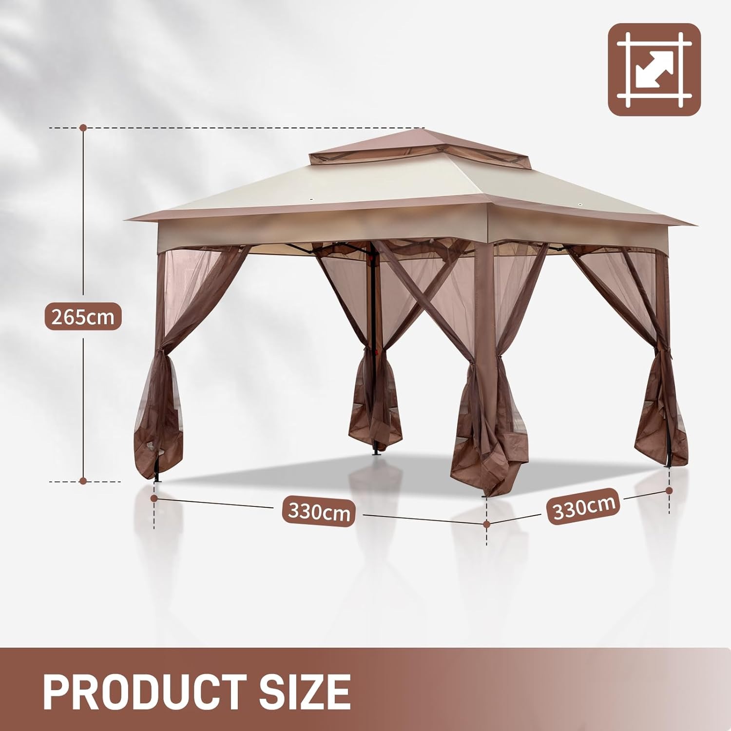 3.3m x 3.3m Gazebo with Mosquito Netting Sides