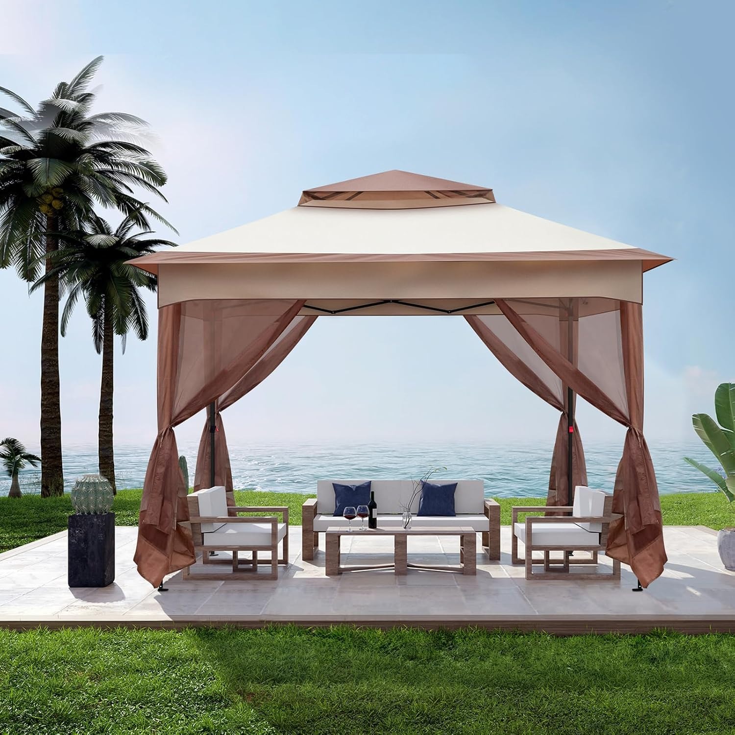 3.3m x 3.3m Gazebo with Mosquito Netting Sides
