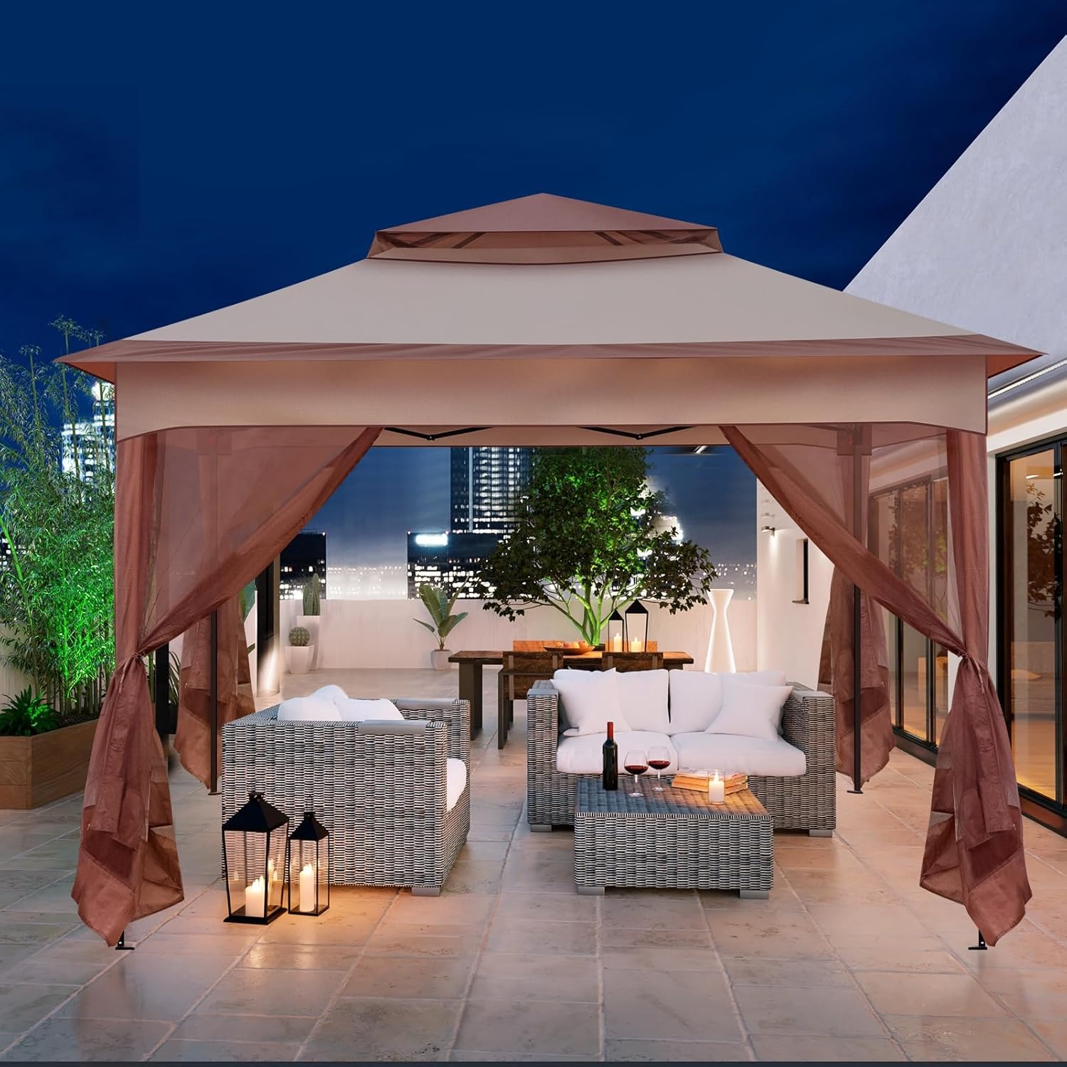 3.3m x 3.3m Gazebo with Mosquito Netting Sides