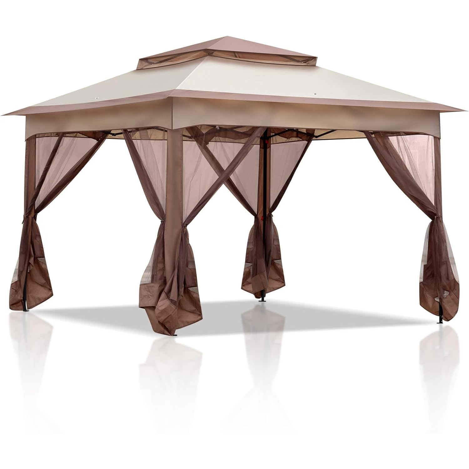 TEMU 3. X 3. Gazabo With Netting Sides, Garden Heavy Duty Canopy Tent, Metal Pergola For Wedding Event