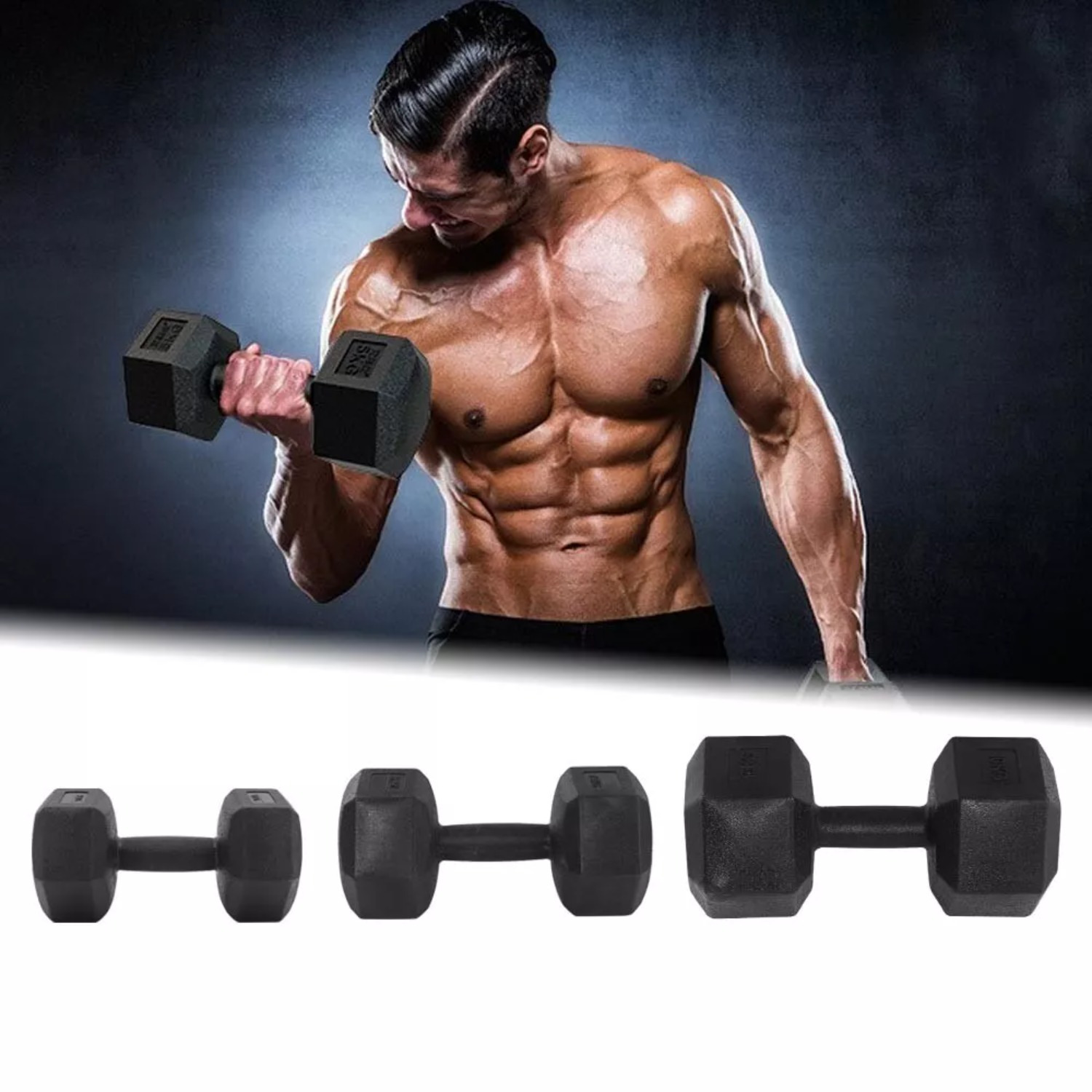 Hex Dumbbell Set of 2x5kg for Home Exercise