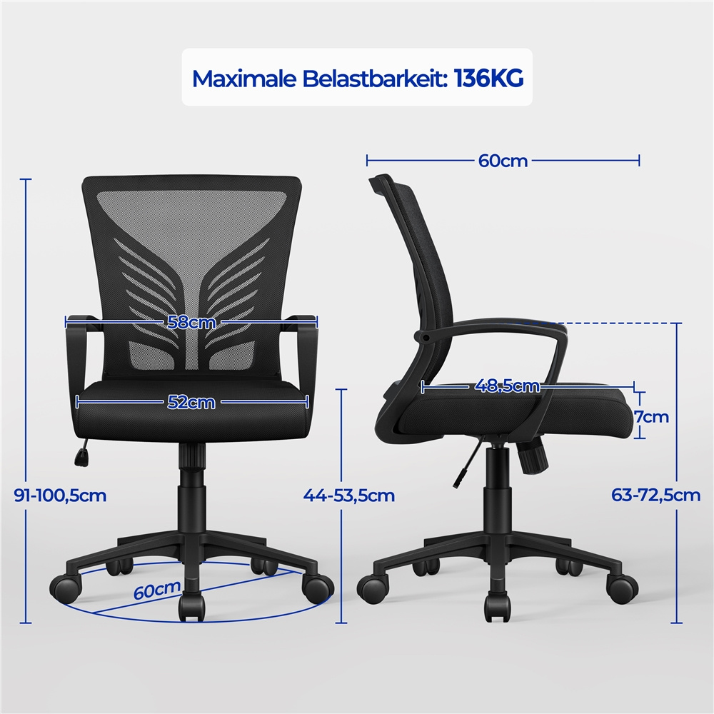 Image of Costoffs Height Adjustable Ergonomic Swivel Chair With Padded Seat Cushion Executive Office Chair With Rocking Function For Office Study
