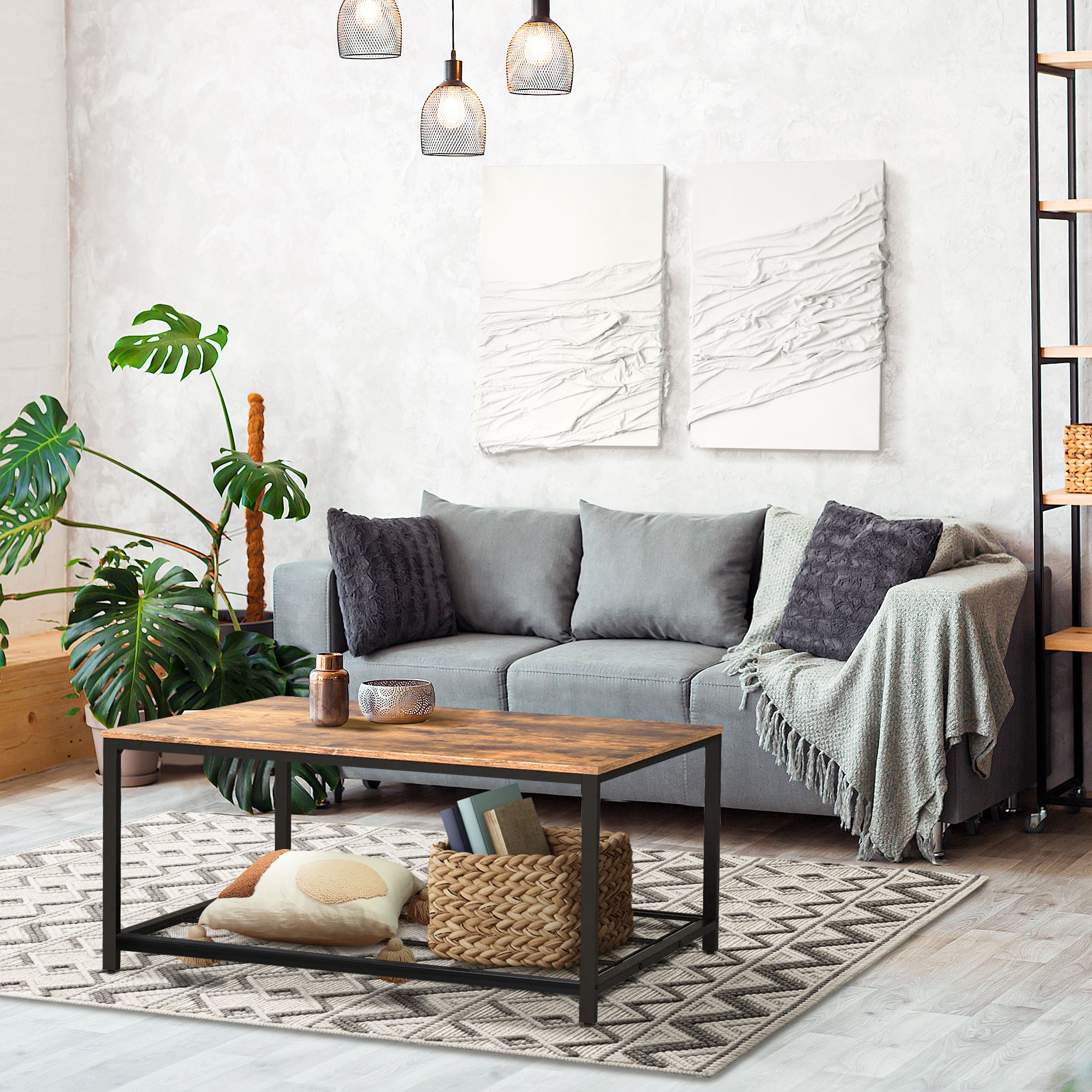 Ribelli Coffee Table 50 X 110 X 40 Cm, Black Living Room Table , With Metal Frame, Suitable For Room, Easy