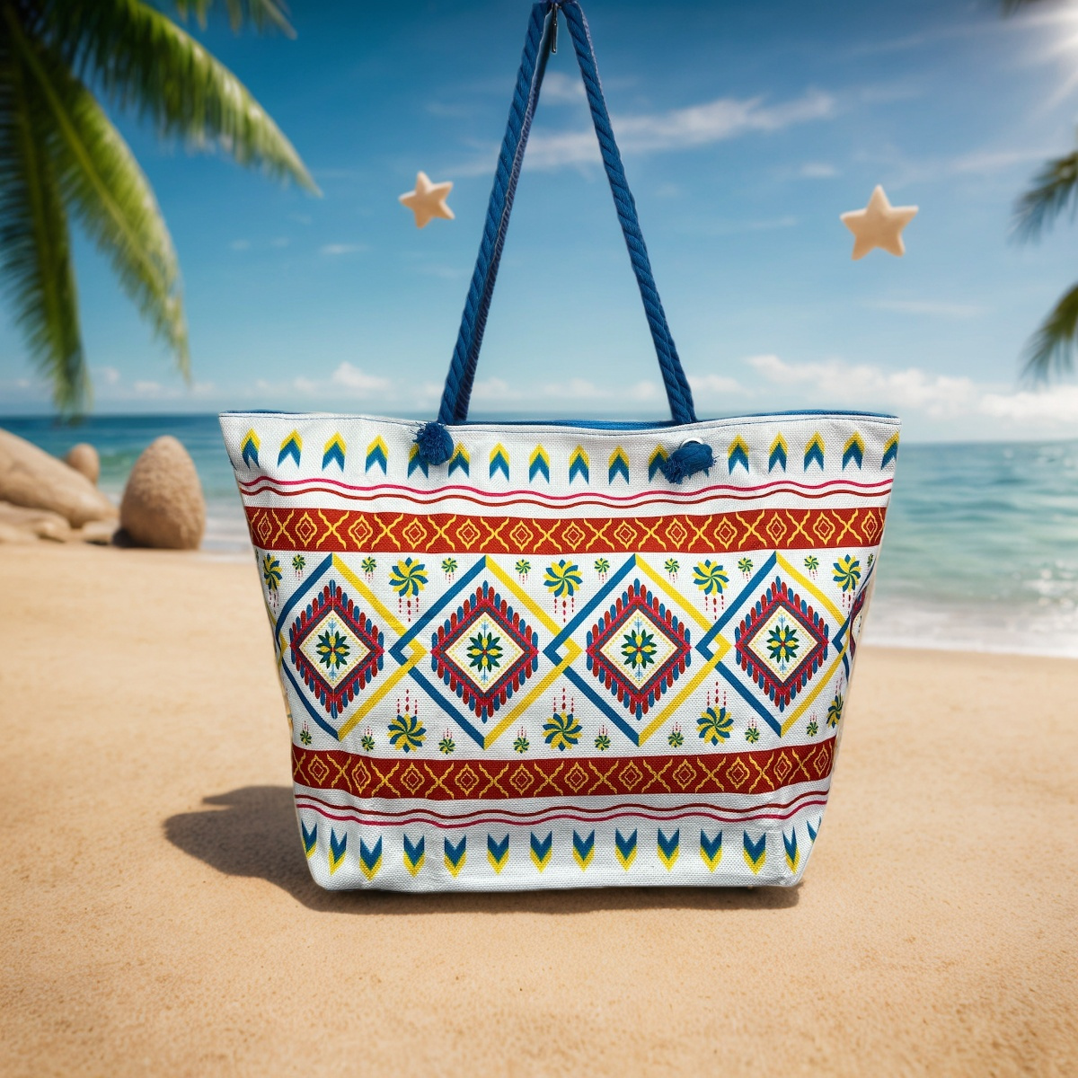 TEMU Bolsa de playa KD-2305 mejorada - Super grande 60X40X20Cm Diseño colorido Bolsa de tote, ideal para , compras y vacaciones