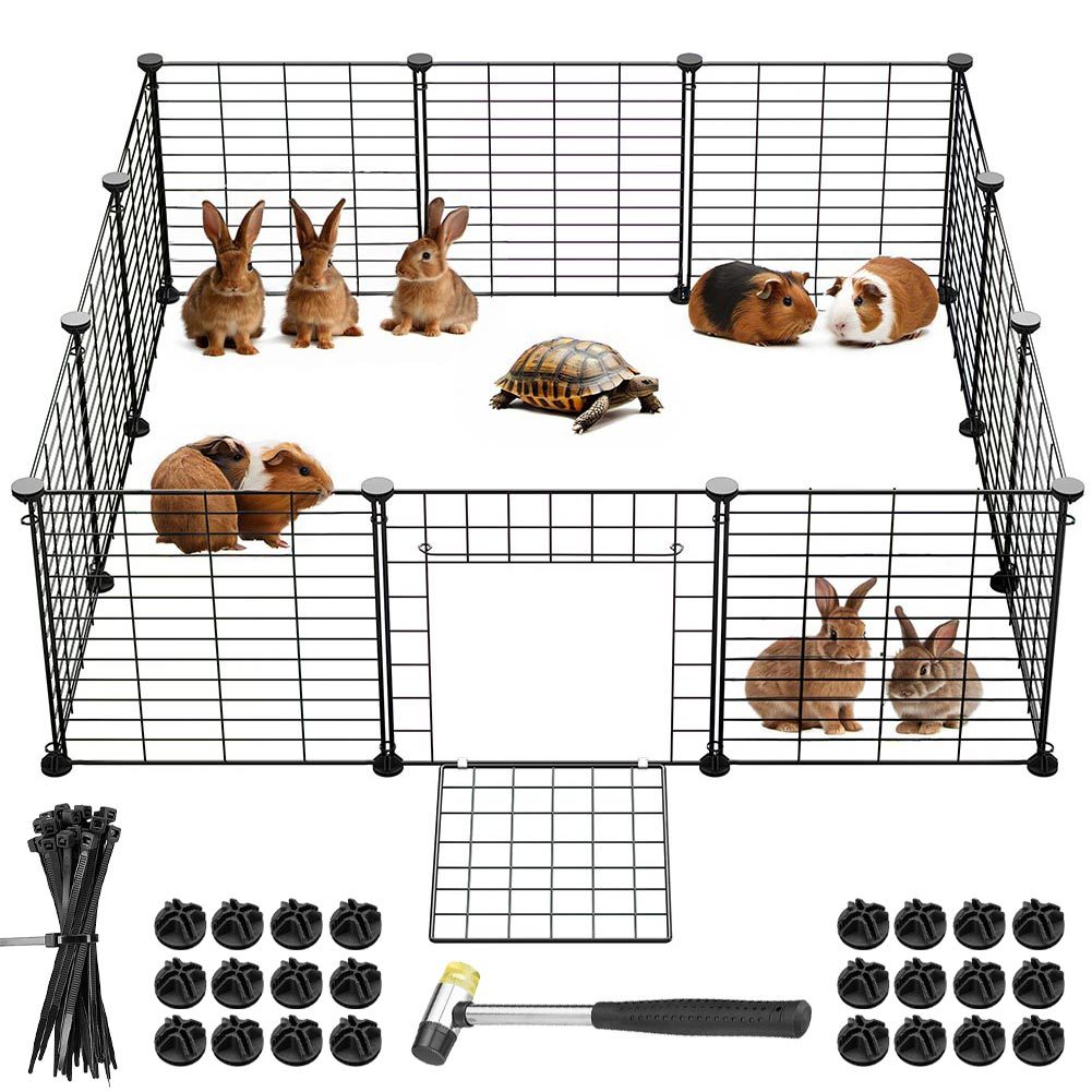 BAKAJI Recinto con Porta per Animali di Taglia in Metallo, Recinzione Componibile Porcellini d'India, Criceti,,…: retailer-supplied image