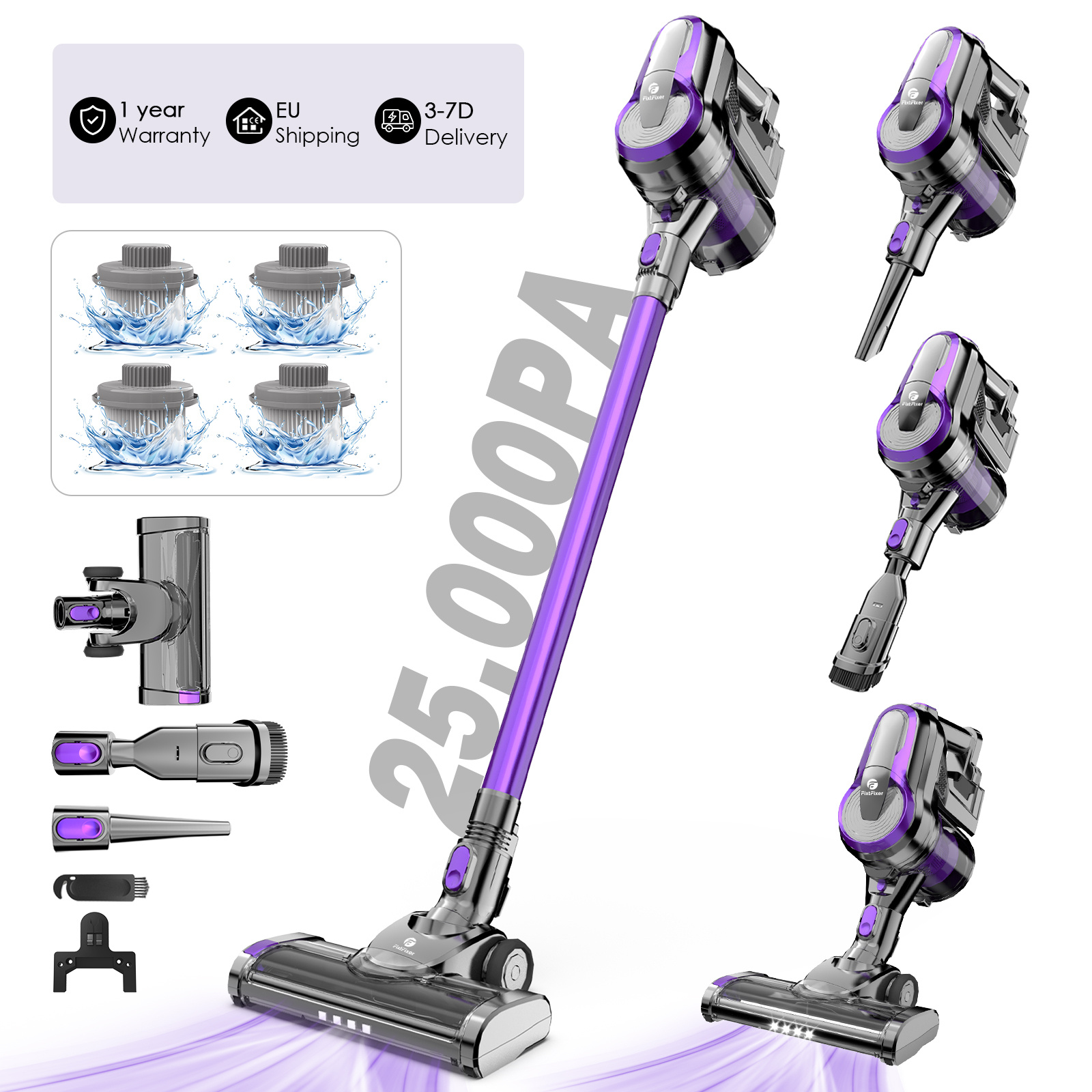 

Fixtfixer Cordless Vacuum Cleaner,250w Stick Vacuum Cleaner With Rechargeable Wall Mount, 6-in-1 Powerful Vacuum, Min Powerful Lightweight Vacuum For Carpets, Hard Floor, Pet Hair