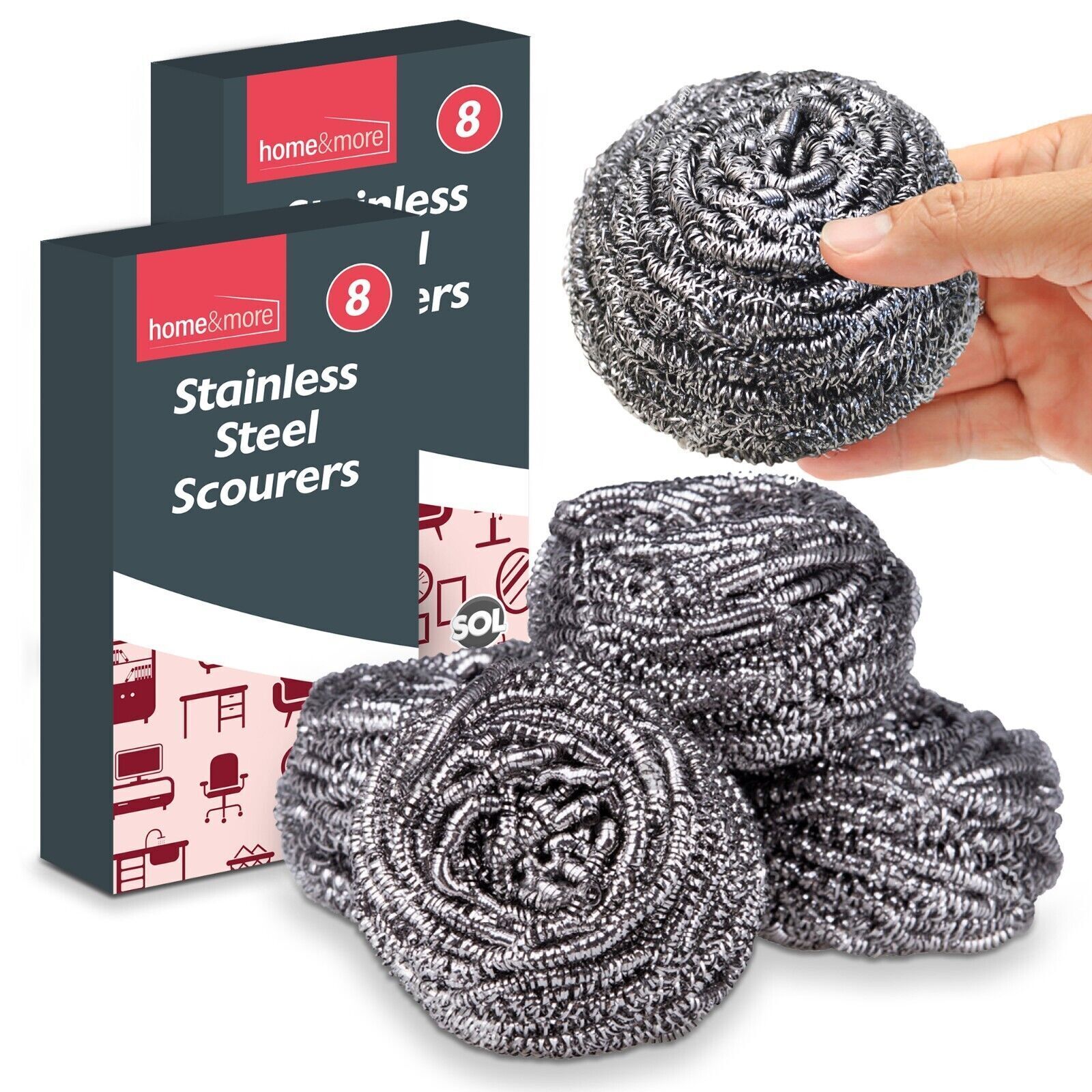 TEMU 16/32 Pack Stainless Steel Scourers | Heavy Duty Kitchen Wire Pan Scrubbing Pads | Durable Metal Scourers For Pots, Pans, Ovens & Bbq Cleaning |